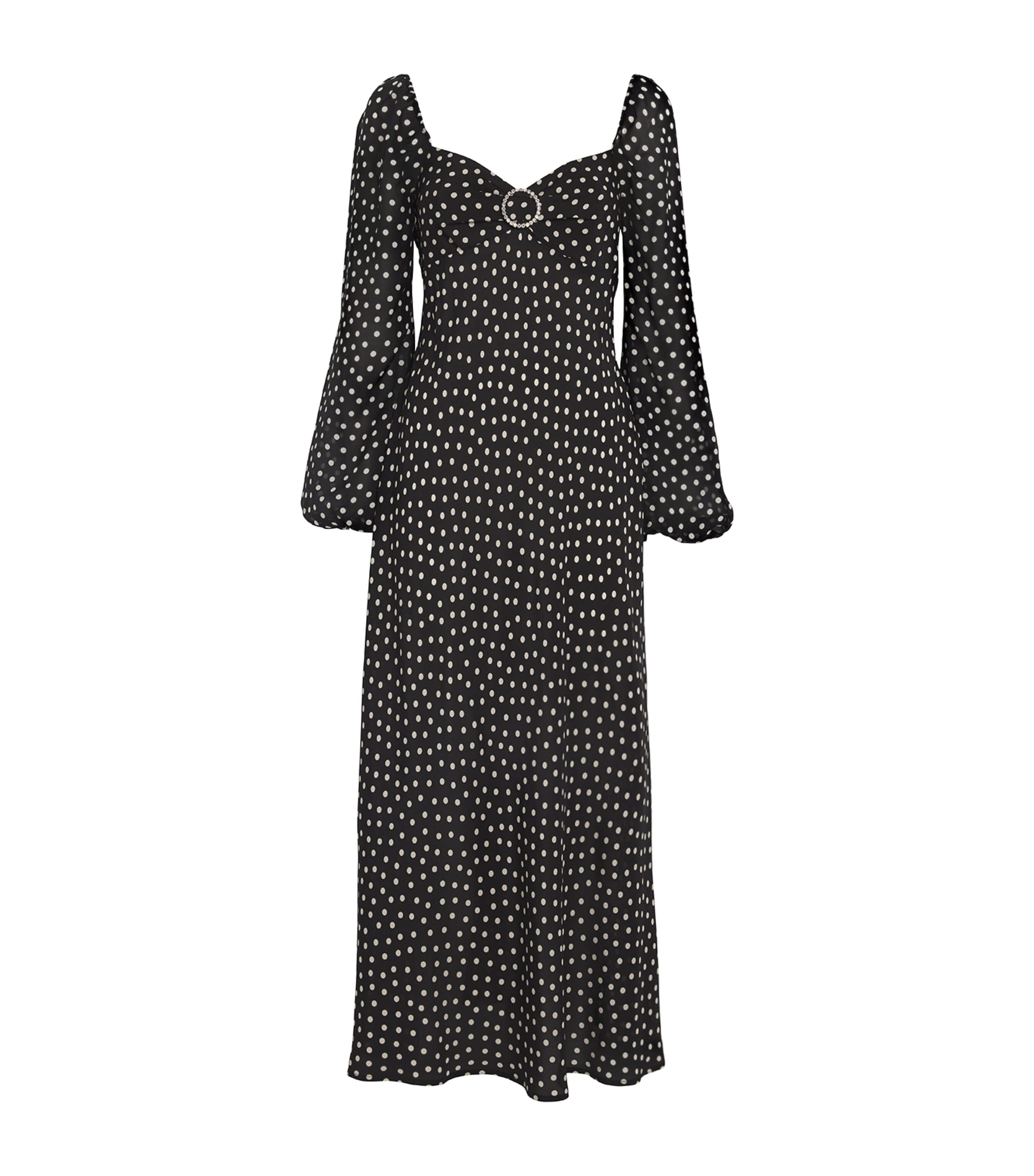 Shop Rixo London Silk Ivy Midi Dress In Black