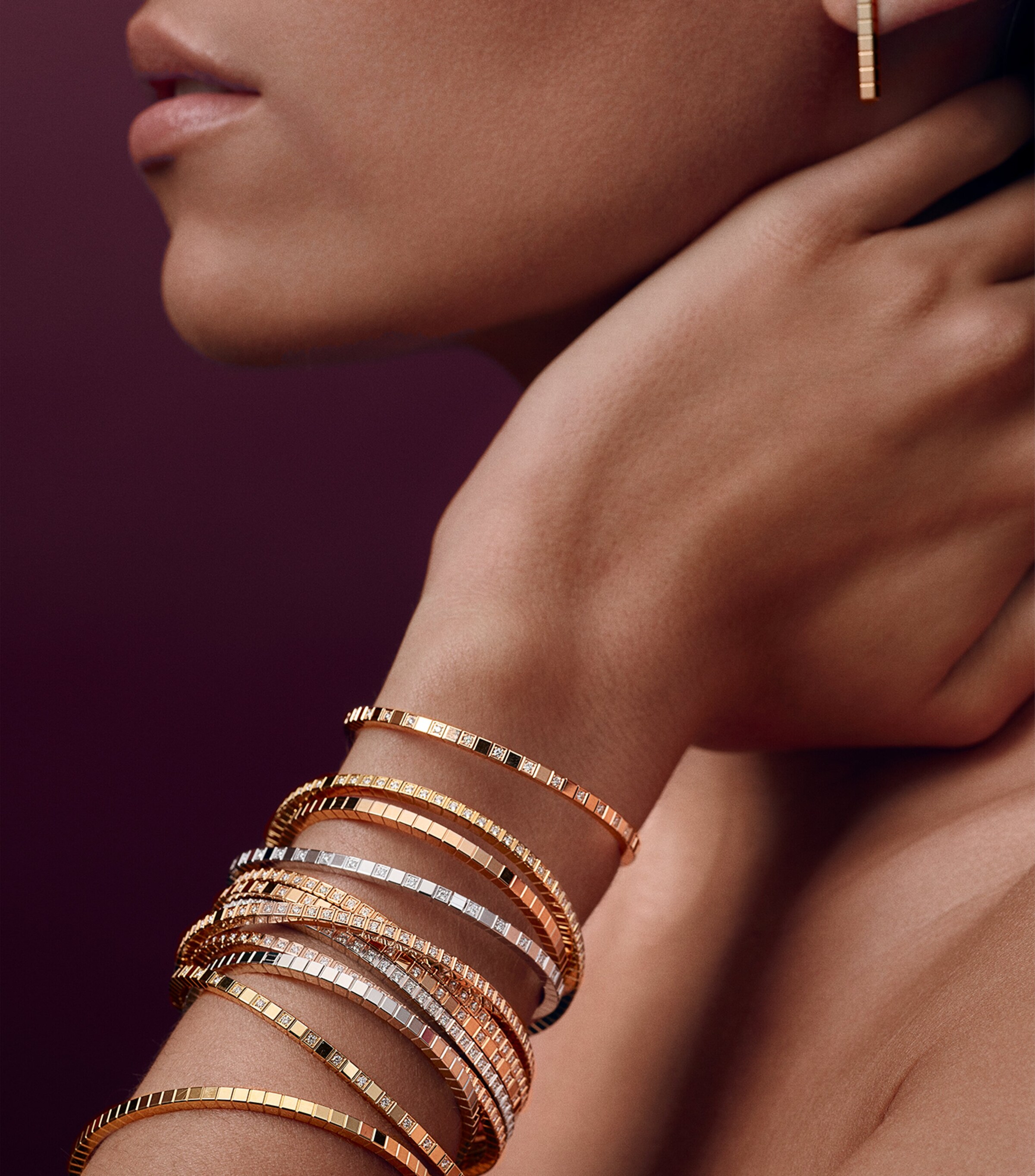 Yellow Gold Ice Cube Bangle 18K YELLOW GOLD Image 4