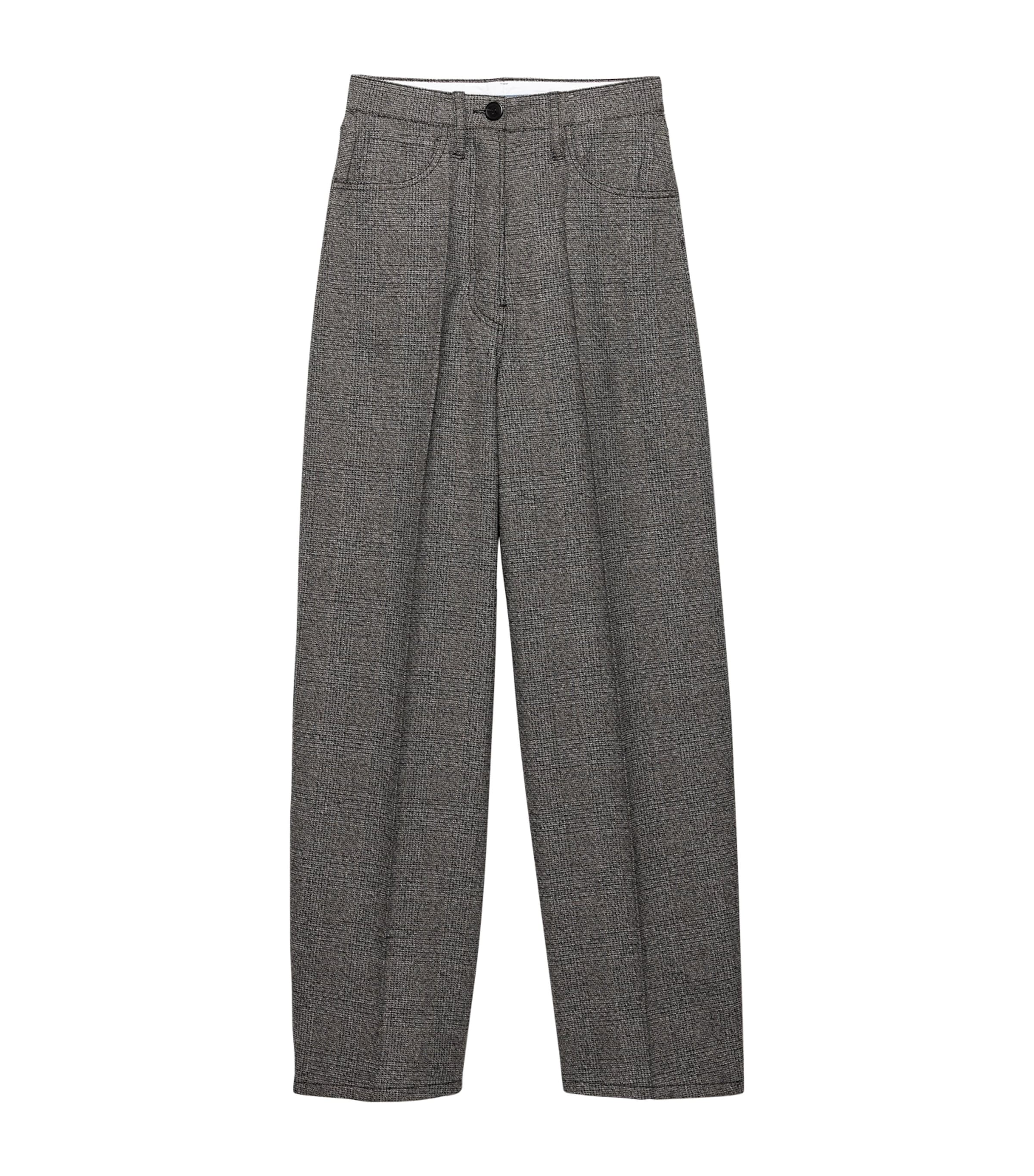 Cotton-Wool Prince of Wales Tailored Trousers F0480 Image 1