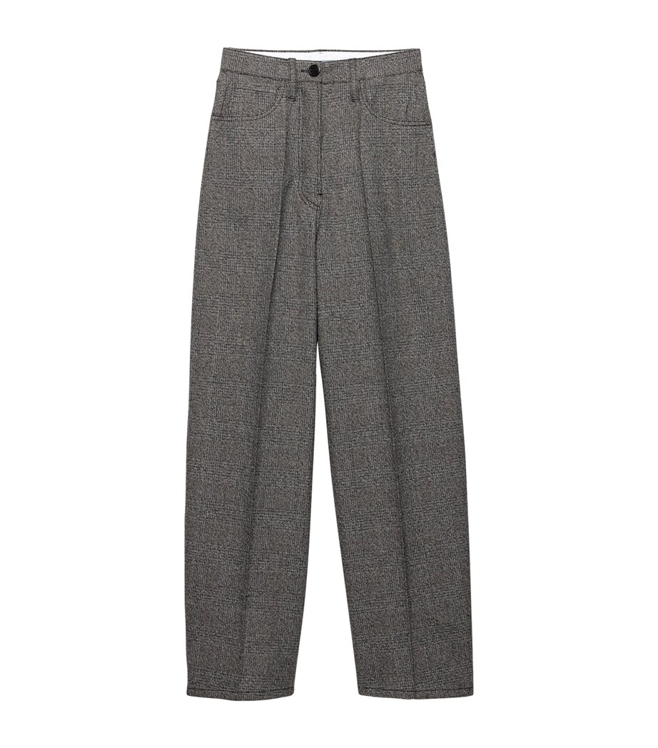 Cotton-Wool Prince of Wales Tailored Trousers F0480 Image 1