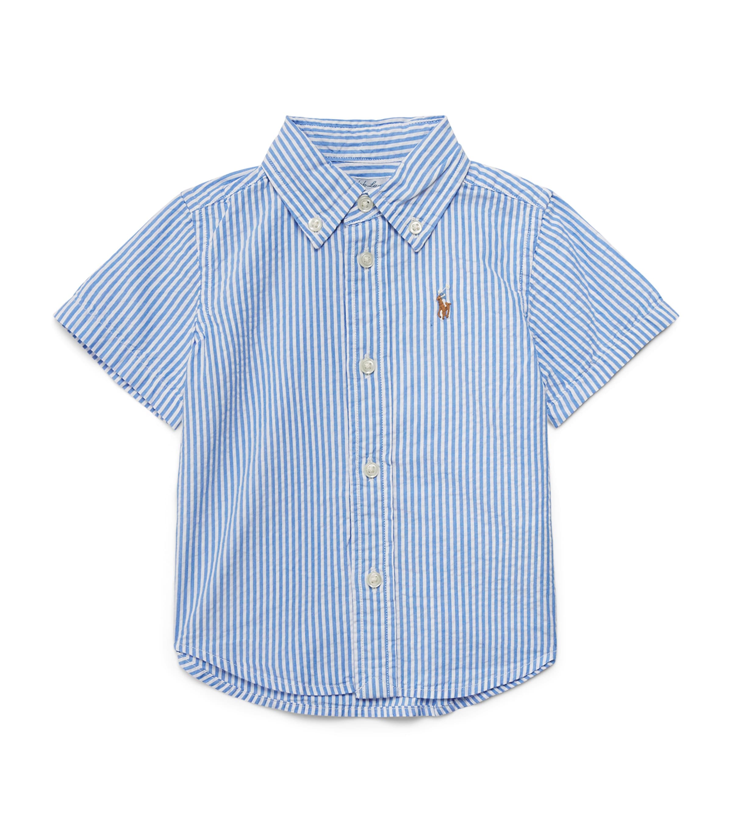 Ralph Lauren Kids Stripe Polo Pony Short-Sleeve Shirt (3-24 Months) Blue/wht Image 1