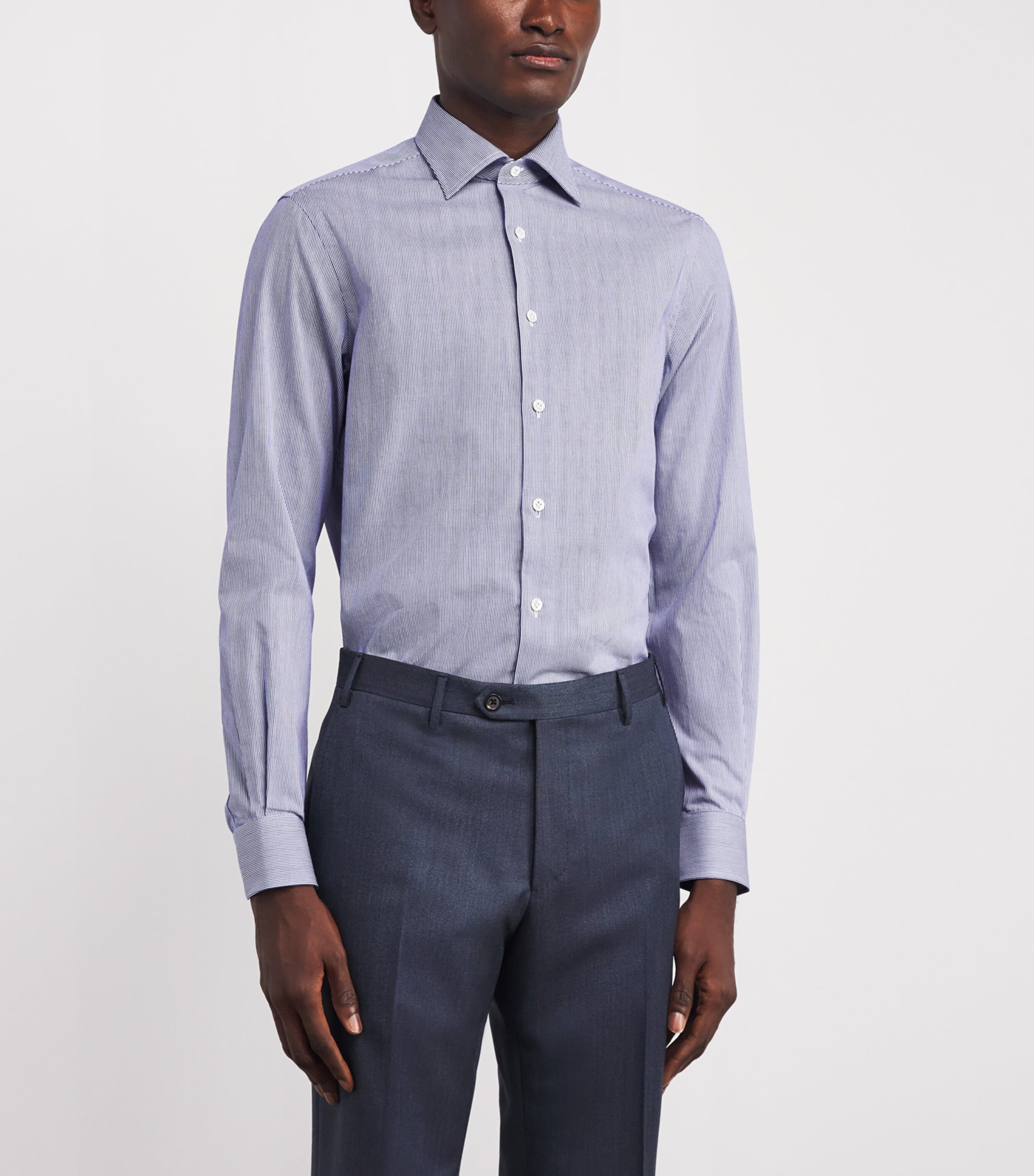 Cotton Stripe Shirt 12 BLUE Image 3