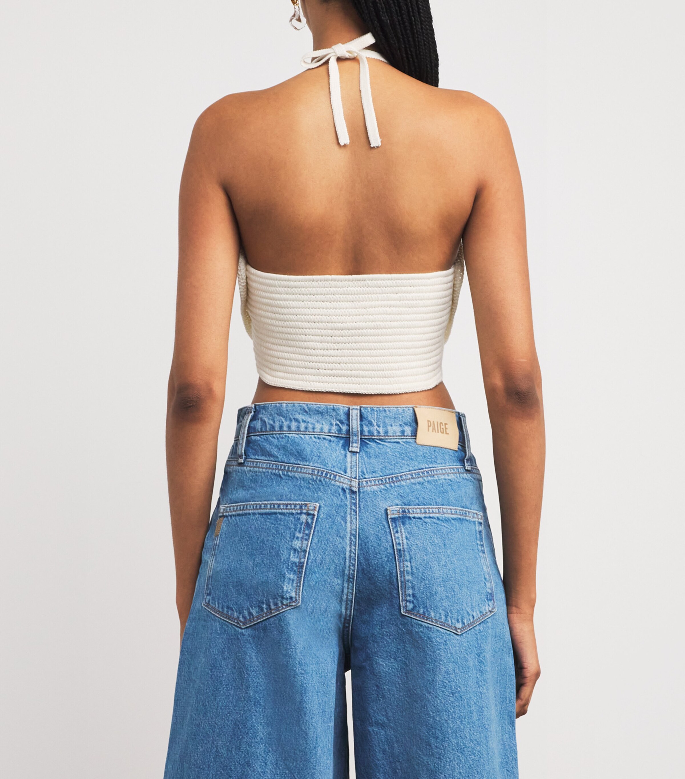 Cult Gaia Womens Crochet Emelia Crop Top Off White Image 4
