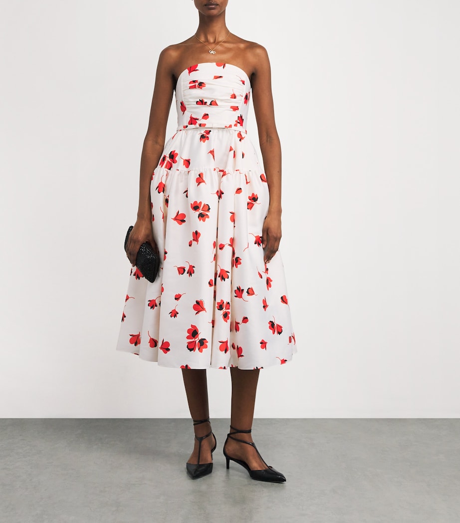 Floral Strapless Midi Dress WHITE Image 2