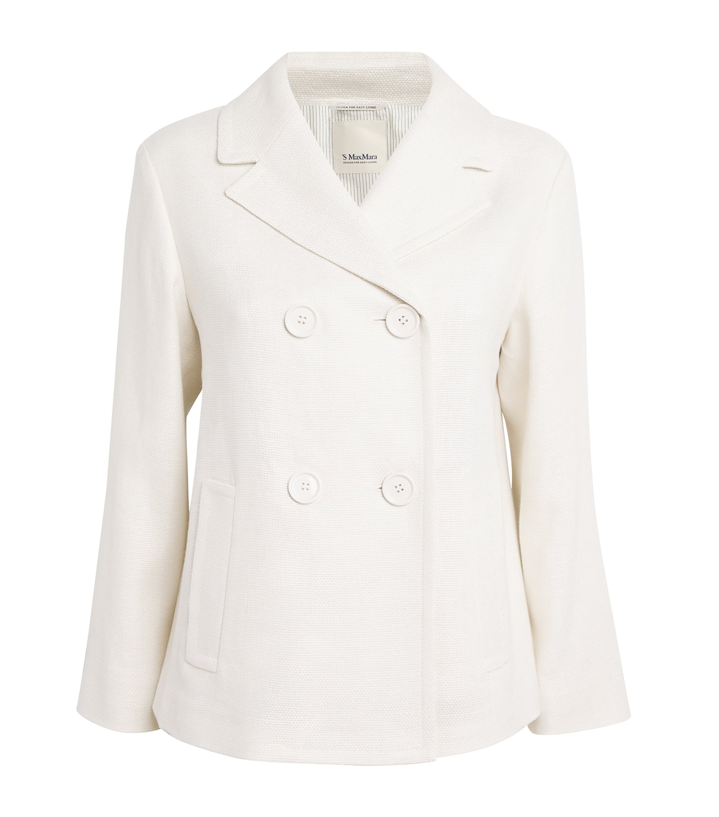 Shop Max Mara Linen-stretch Cotton Double-breasted Blazer In Beige