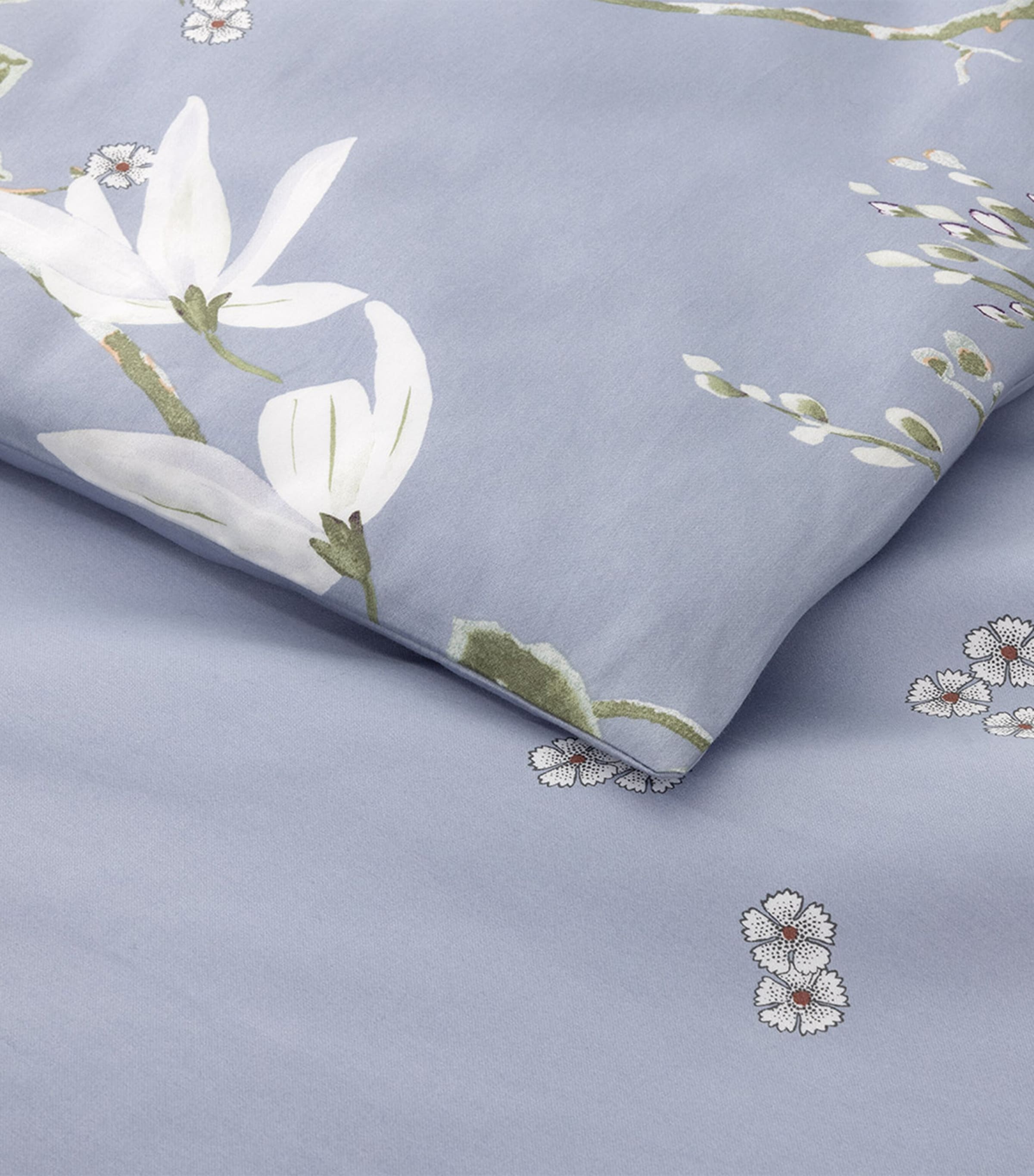 Yves Delorme Organic Cotton Rameau Double Duvet Cover (200cm x 200cm) Blue Image 4