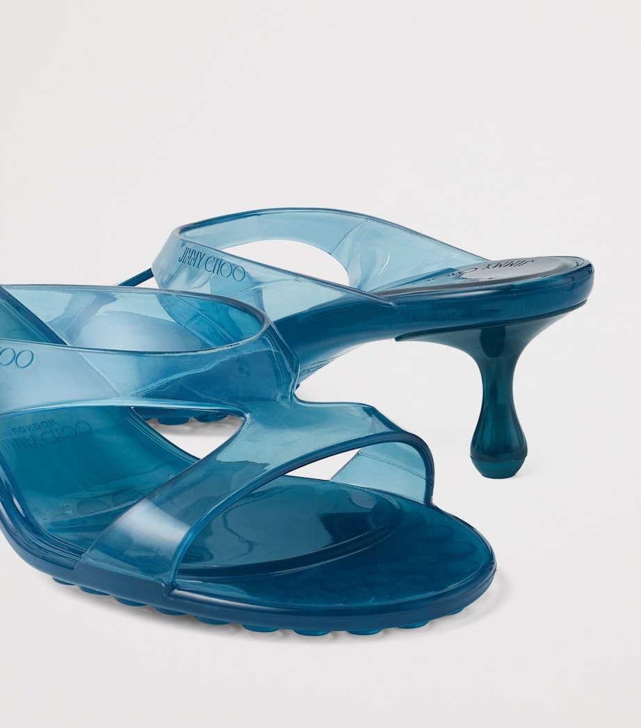 Jimmy Choo Jelly Drop 50 Glitter Heeled Mules Light Lagoon Image 5