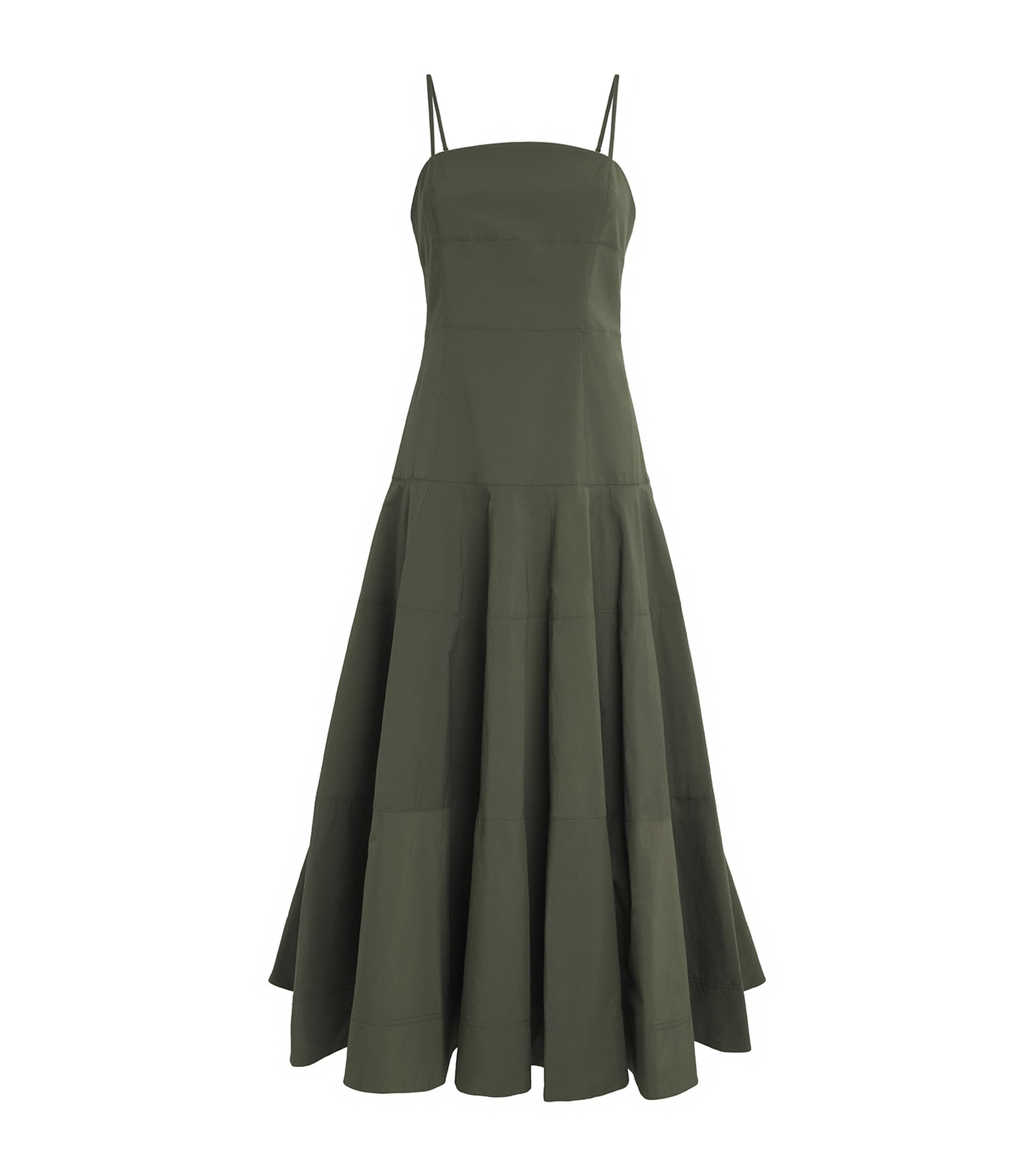 Veronica Beard Womens Paneled Ilona Midi Dress Army Image 1