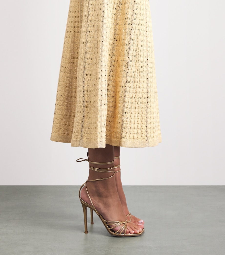 Sandro Paris Womens Knitted Rhinestone Maxi Dress Gold Image 5