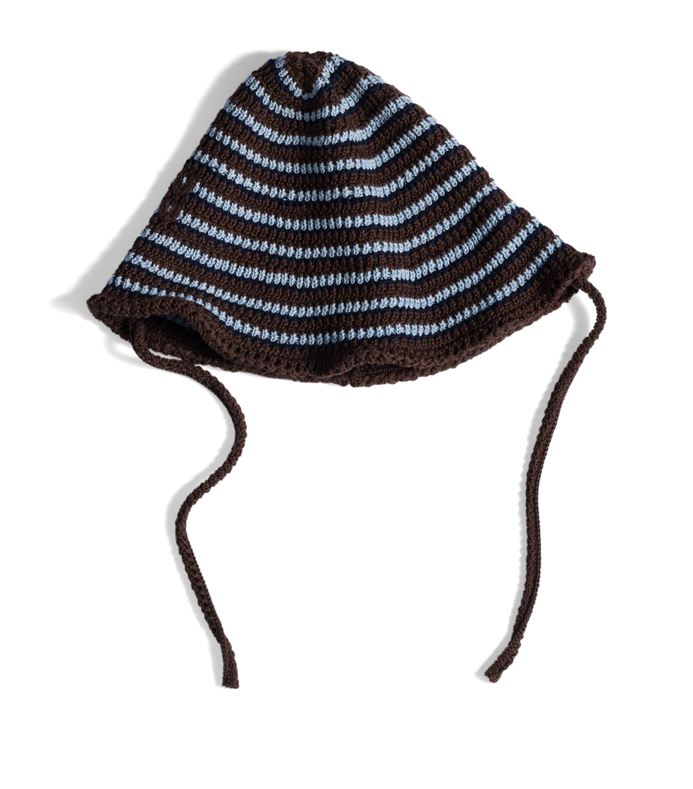 Miu Miu Crochet Stripe Hat Brown Image 1