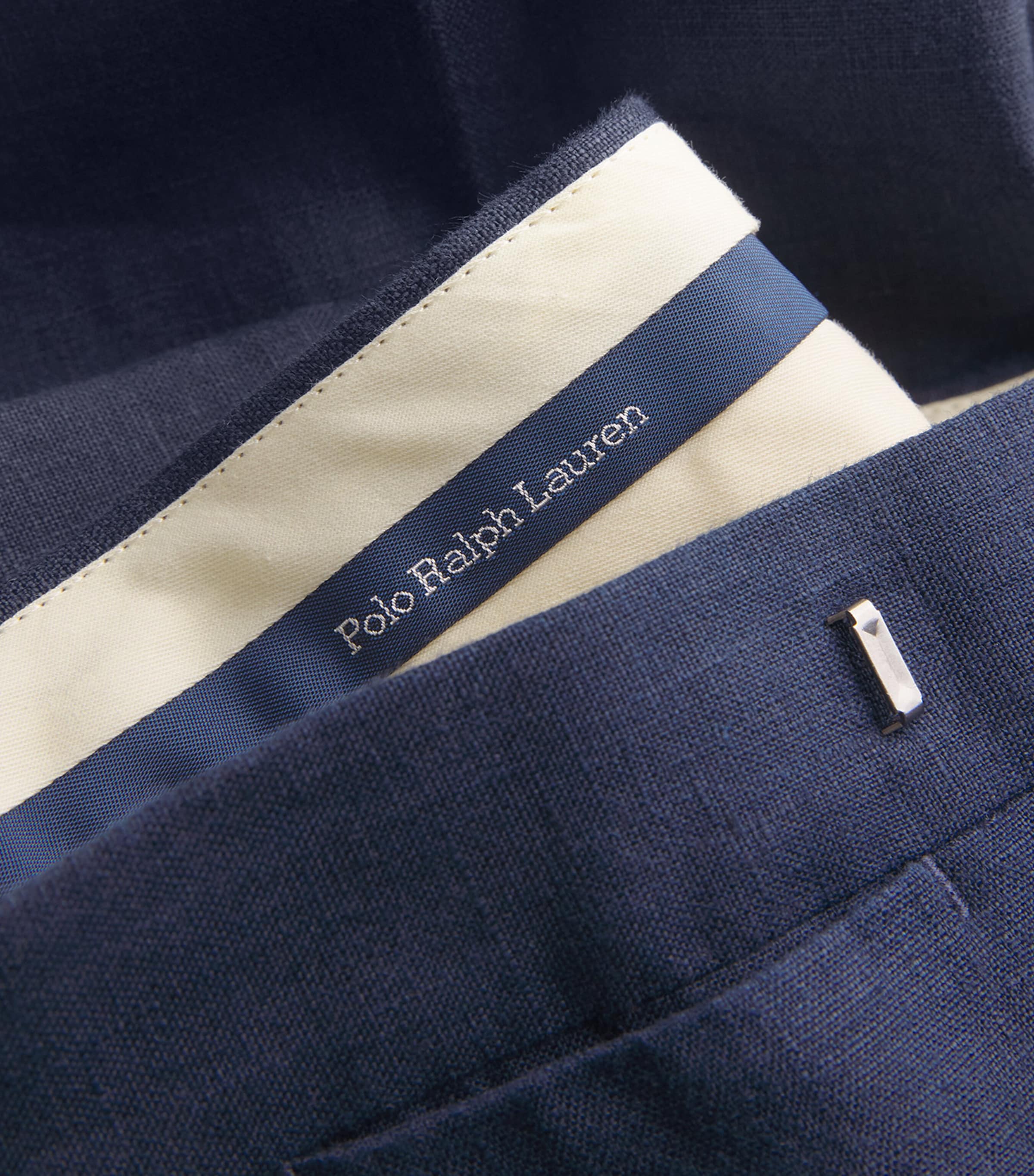 Linen Straight Trousers NAVY Image 5