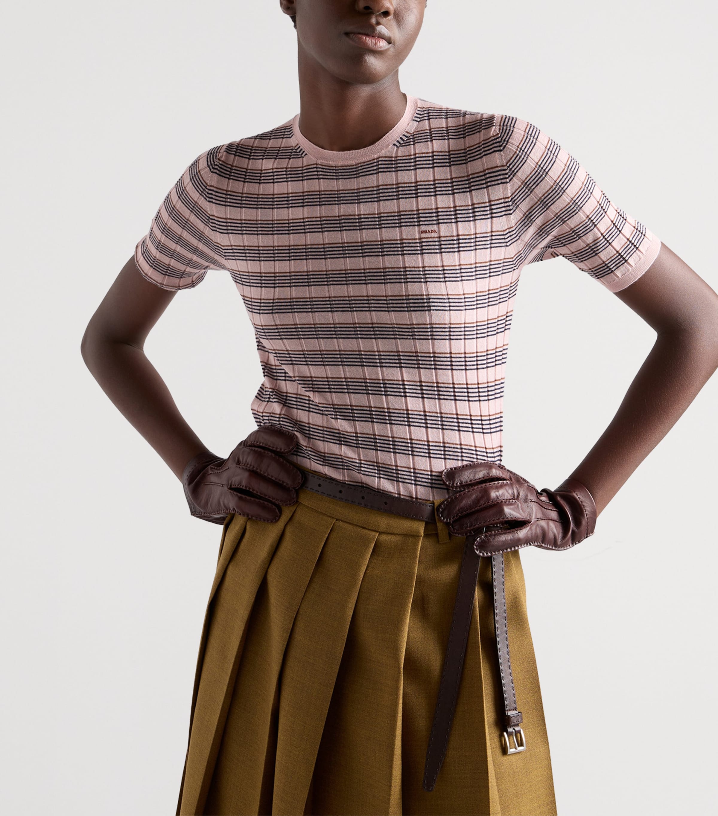Prada Womens Cashmere-Silk Sweater Pink Image 4