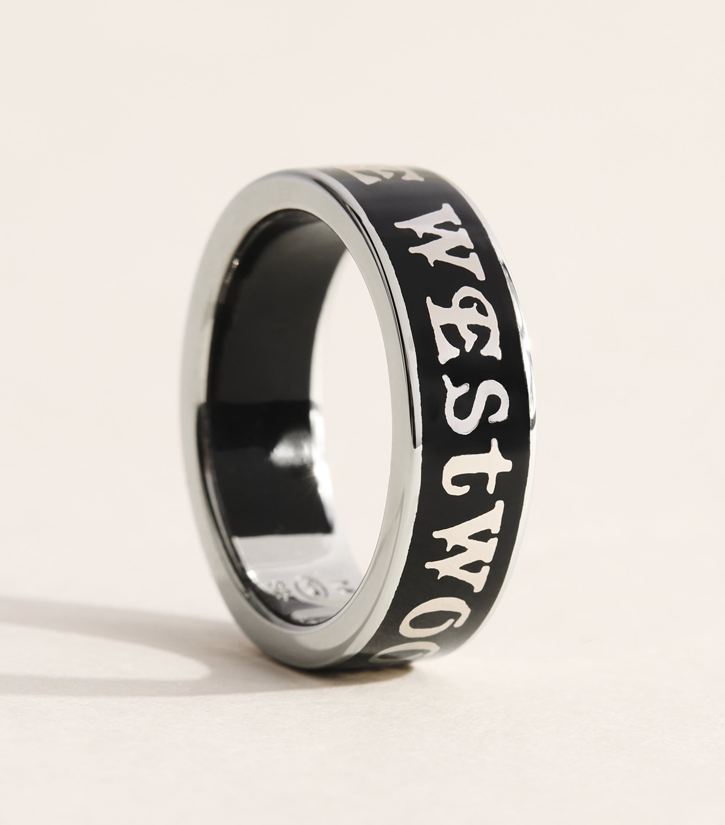 Vivienne Westwood Conduit Street Ring Plat/bk Enml Image 4