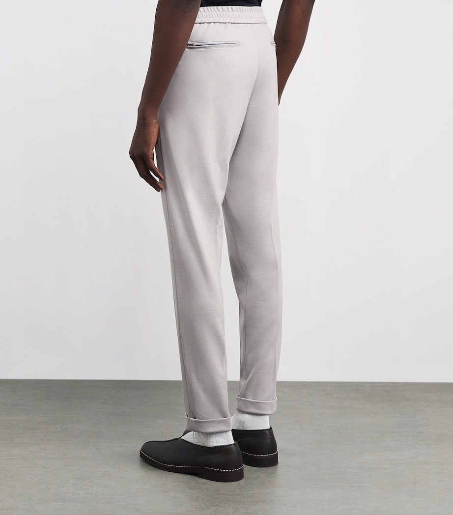Marco Pescarolo Mens Virgin Wool Drawstring Trousers Light Grey Image 4