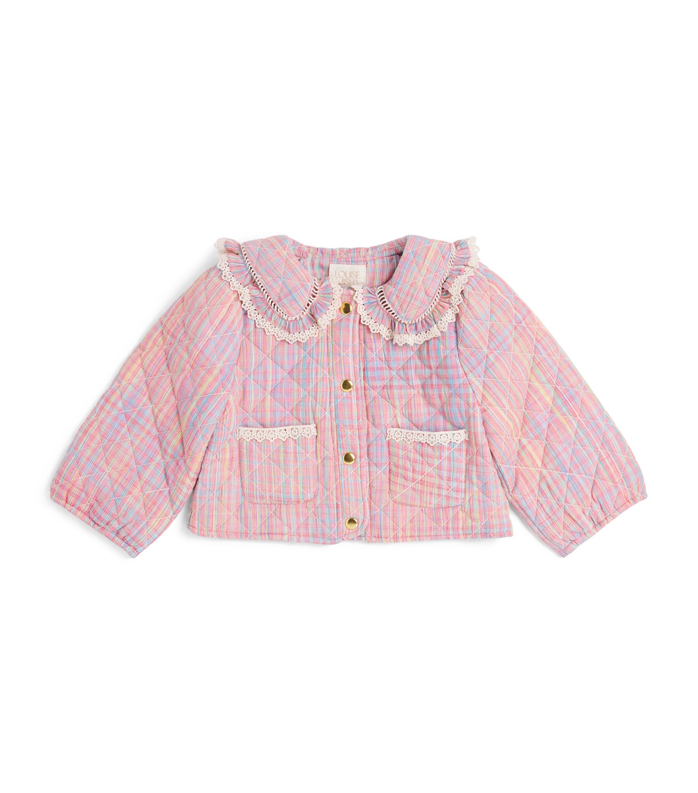 Louise Misha Cotton Stripe Joulia Jacket (3-10 Years) Pink Pomelo Checks Image 1
