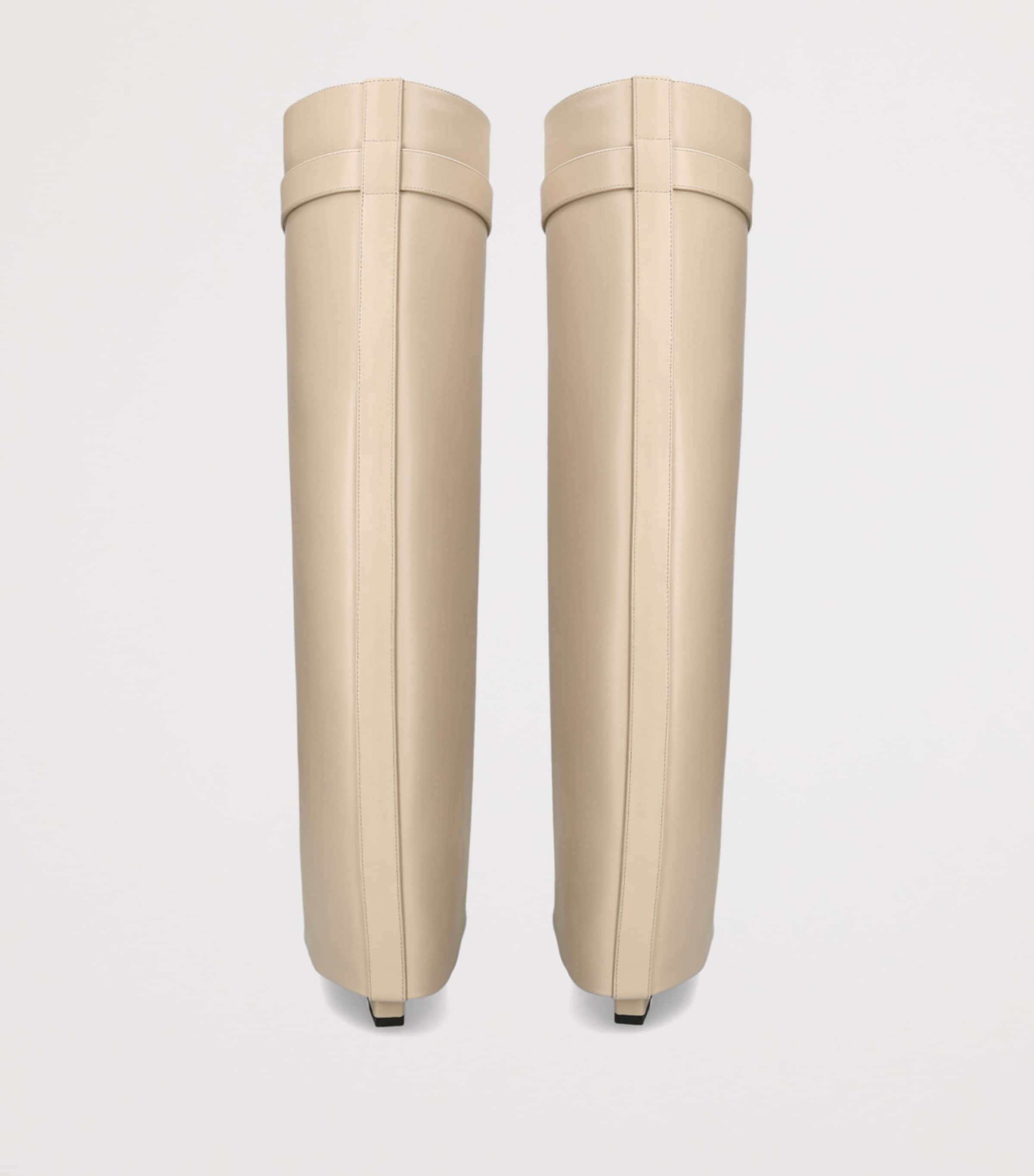 Leather Shark Knee-High Boots 95 BEIGE Image 2