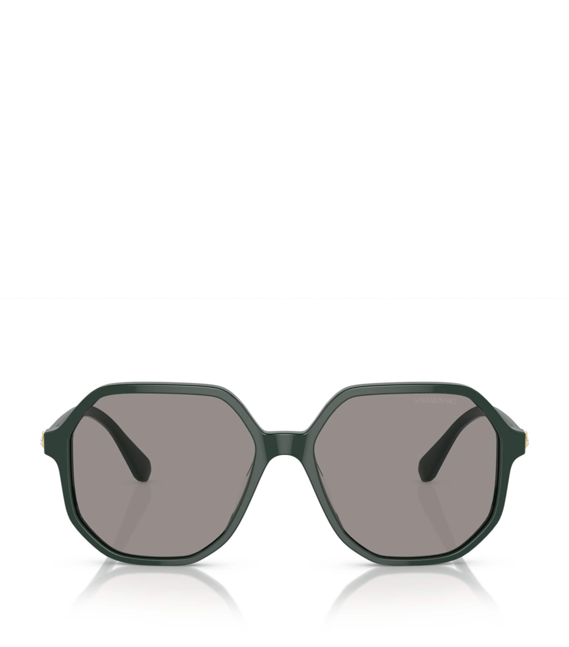 Swarovski Sk6003 Irregular-frame Gem-embellished Acetate Sunglasses In Green