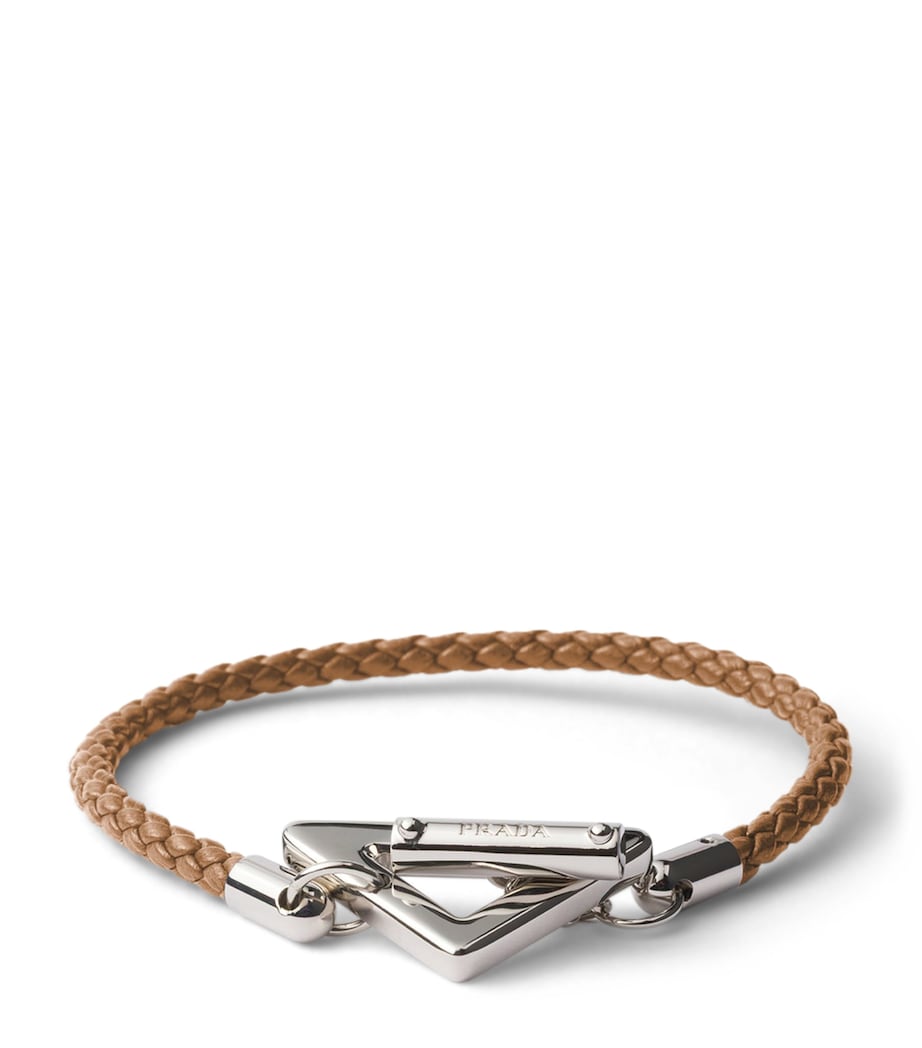 Prada Nappa Leather Braided Bracelet Neutral Image 1