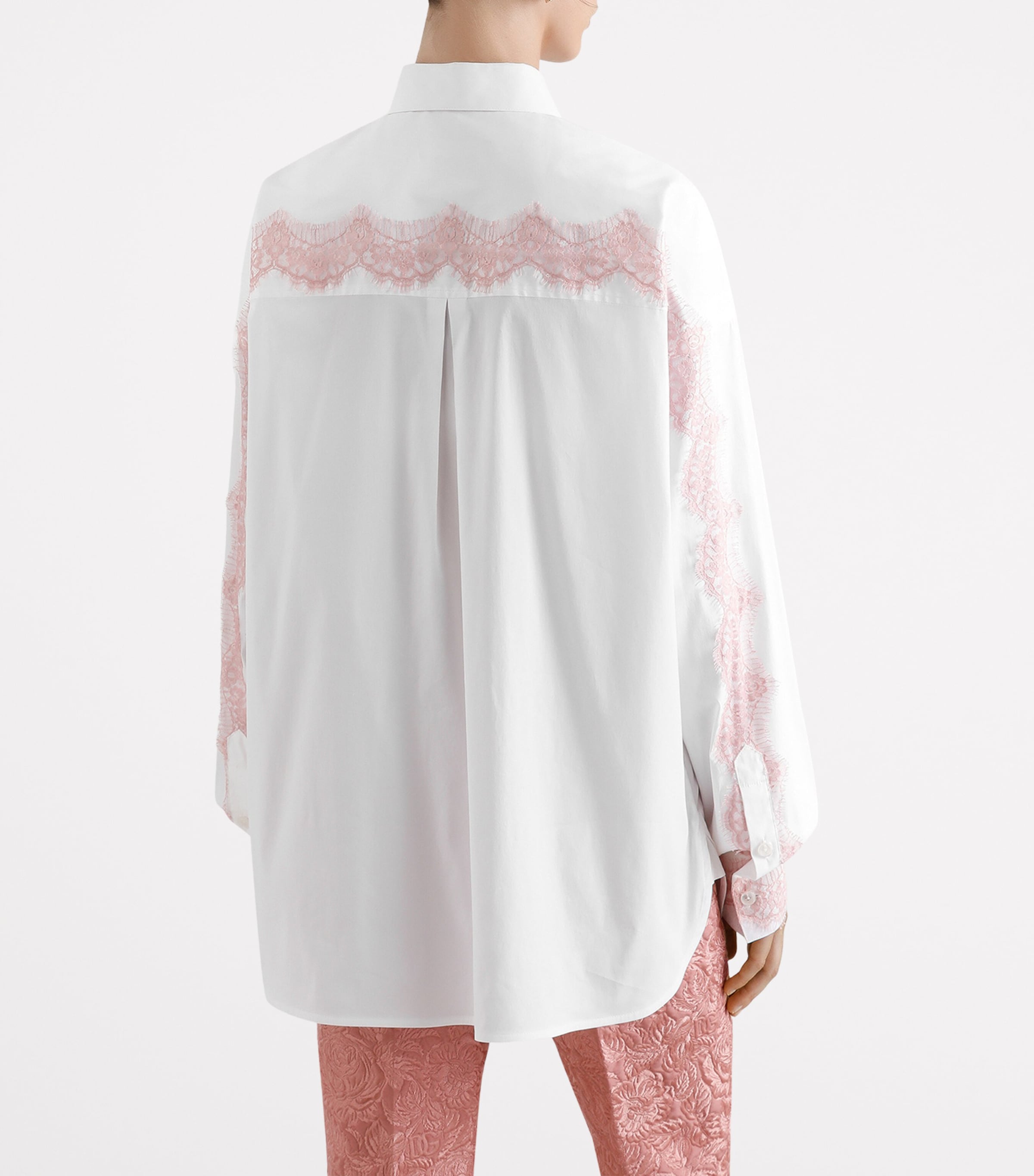 Cotton-Blend Lace-Detail Shirt W0800-OPTICAL WHITE Image 4