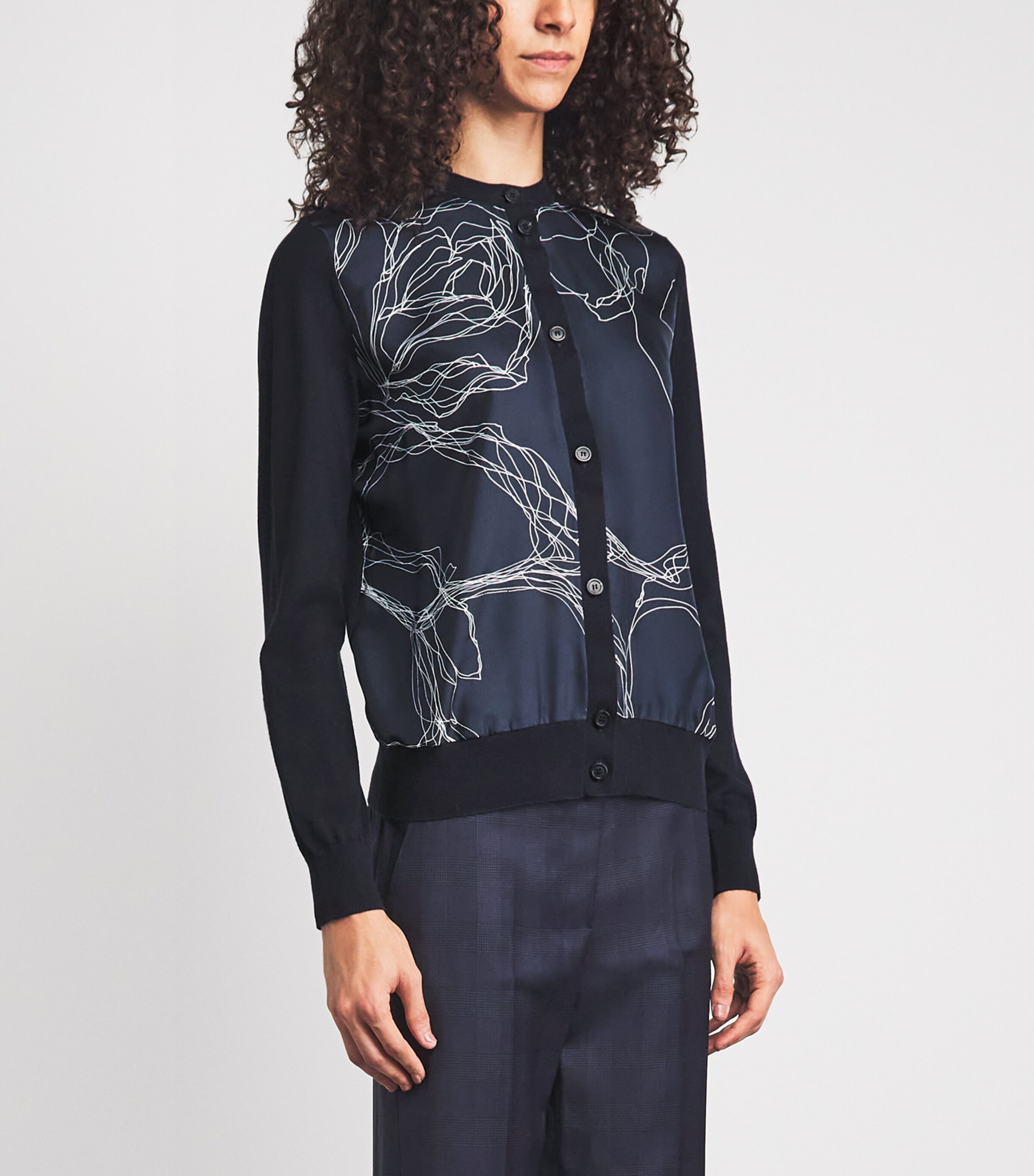Fabiana Filippi Blue Silk-Blend Floral Cardigan | Harrods UK