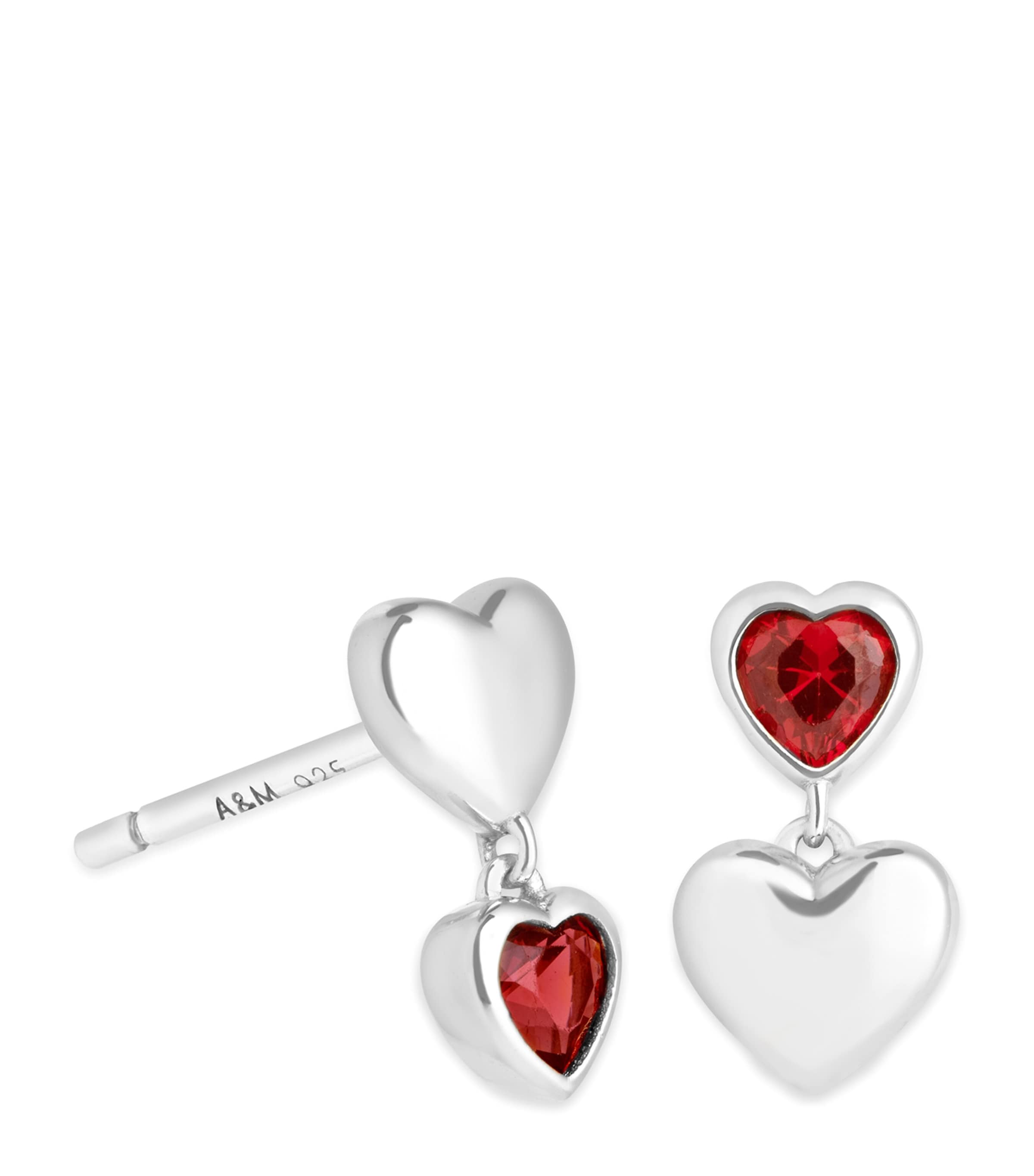 Astrid & Miyu Rhodium-plated Silver Heart Drop Earrings In Silver