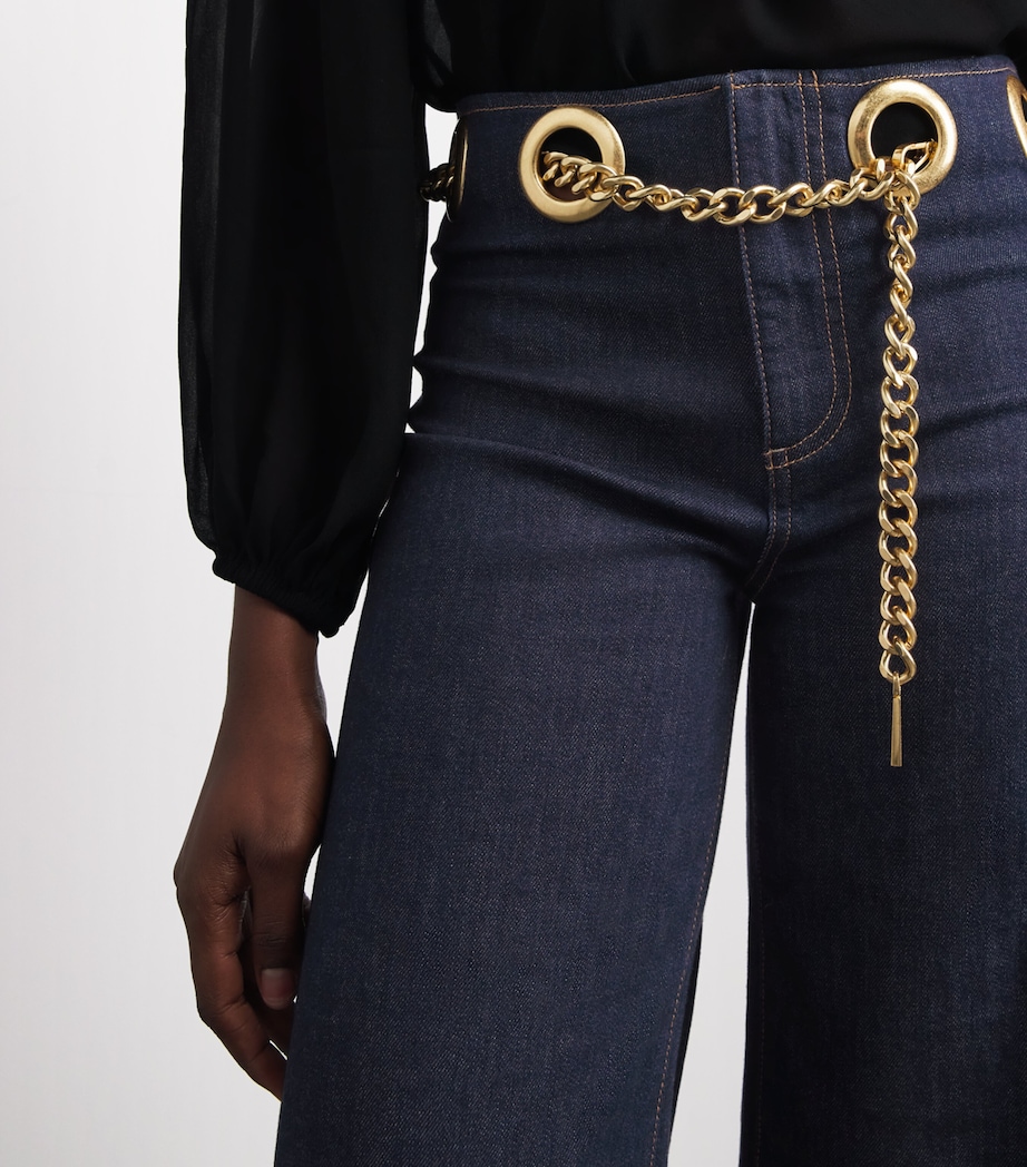 Alice+Olivia Womens Chain-Belt Jasper Jeans Dark Rinse Image 3