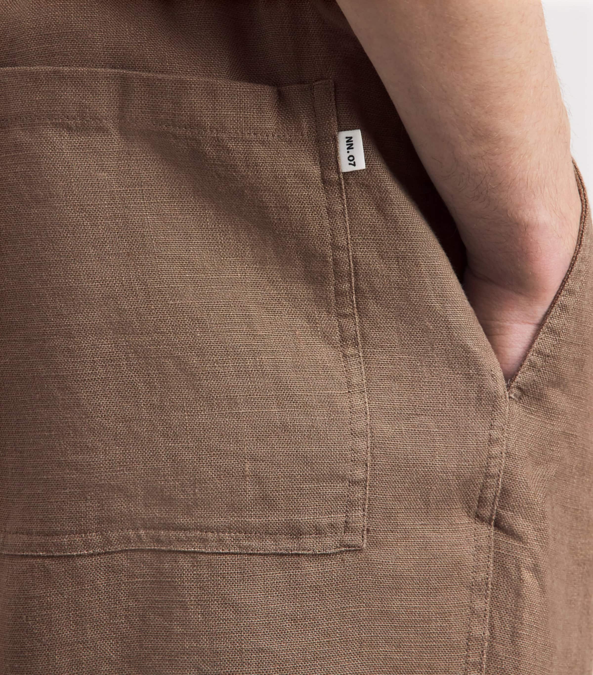 NN07 Mens Linen Drawstring Gregor Shorts Clay Mirage Image 3
