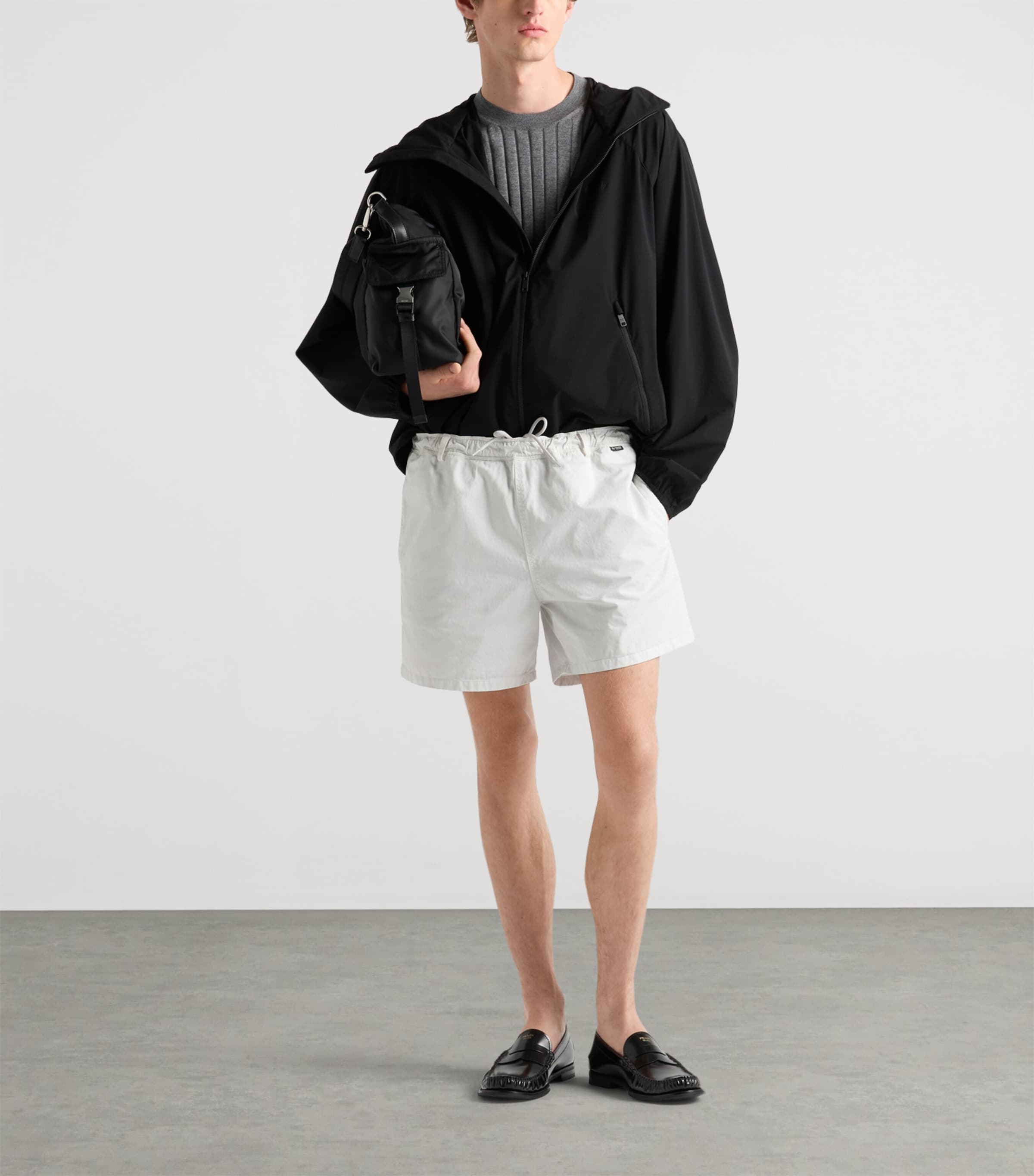 Prada Mens Re-Nylon Hooded Jacket Black Image 2
