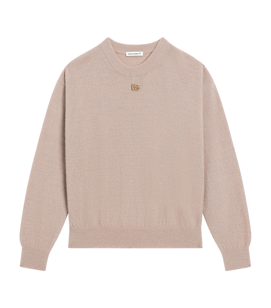Dolce&Gabbana Kids Glitter Logo Sweater (8-12 Years) Antique Rose Image 1