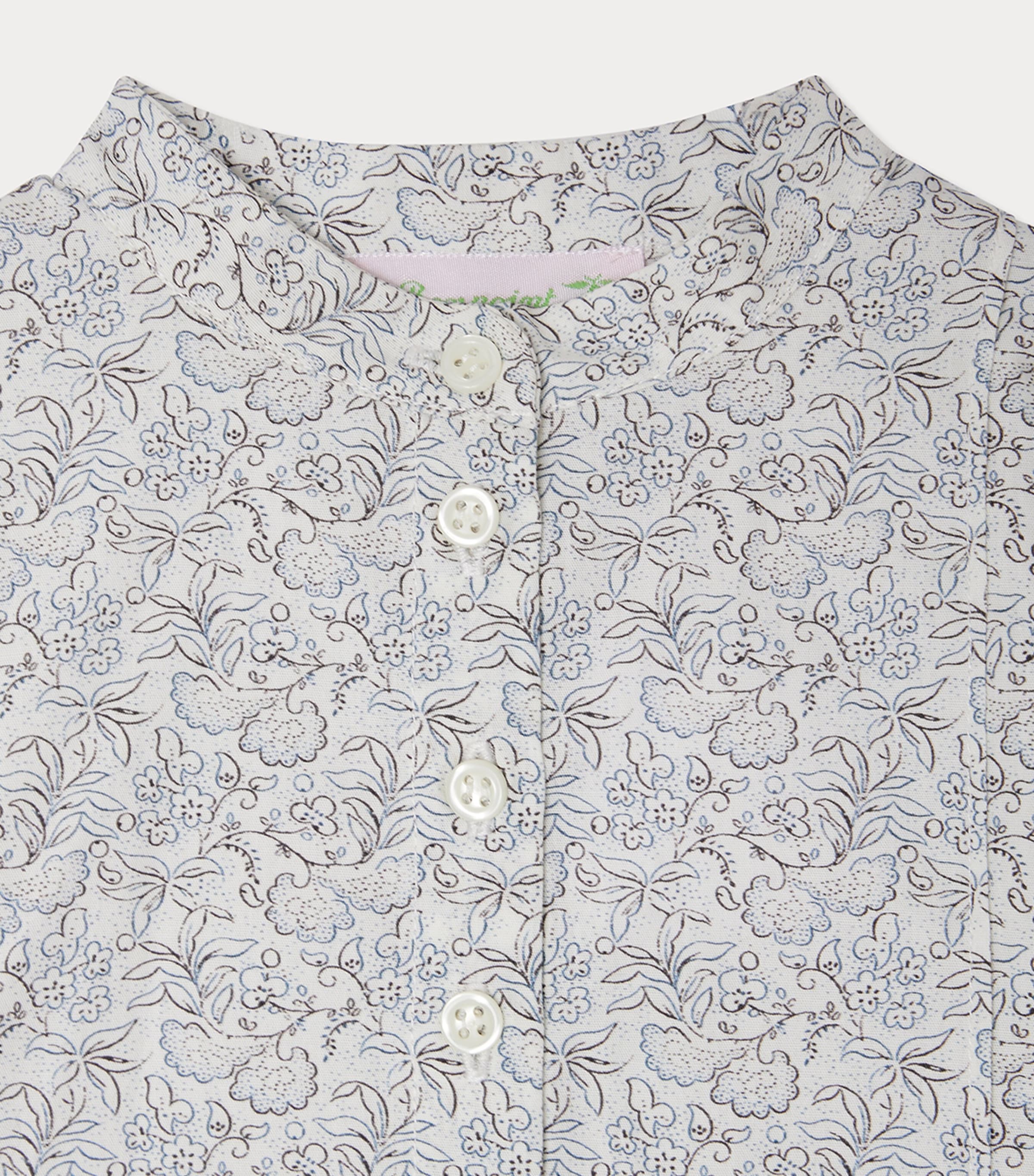 Cotton Floral Shirt (1-18 Months) FL BLEU GRIS Image 3