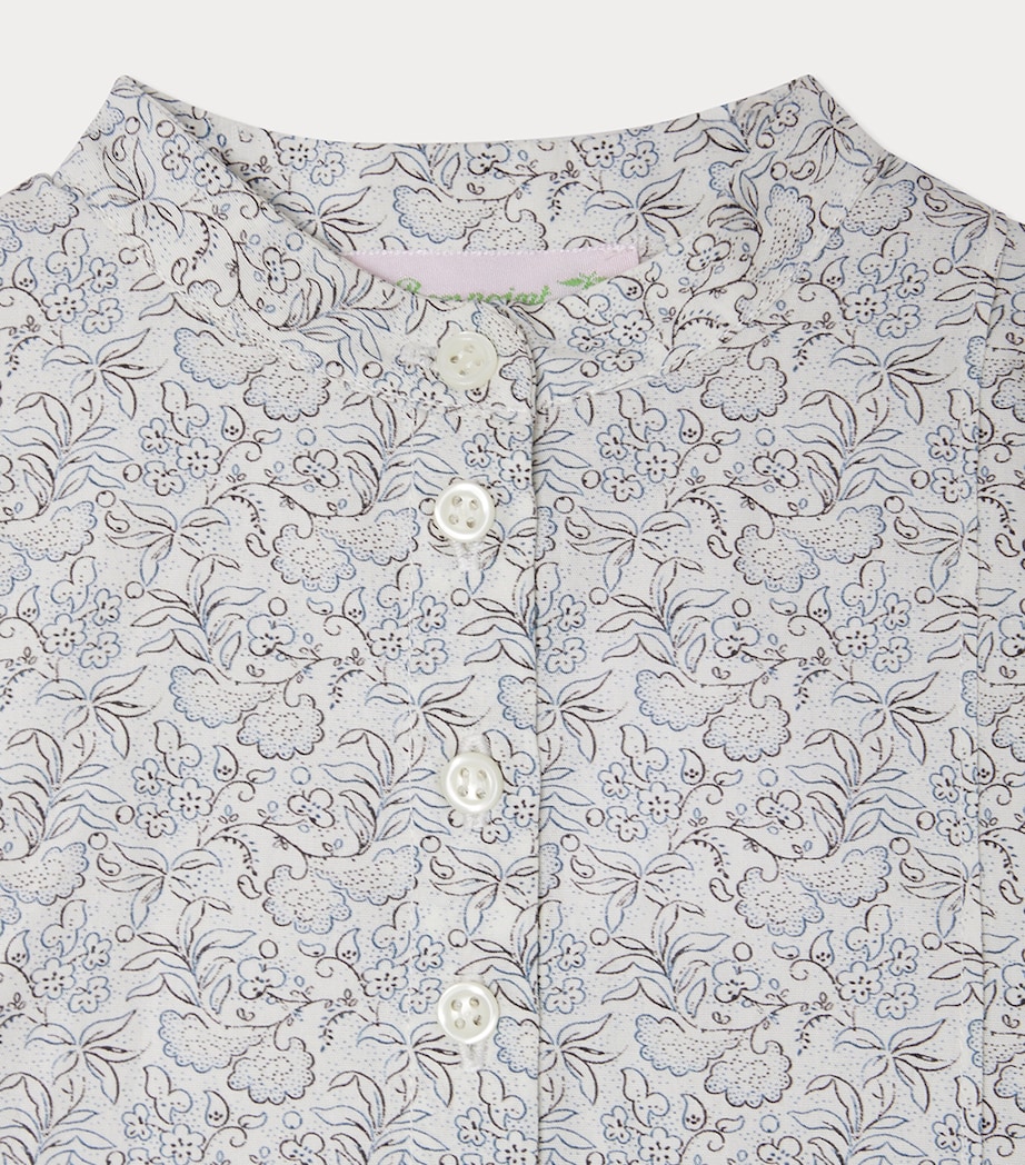 Cotton Floral Shirt (1-18 Months) FL BLEU GRIS Image 3