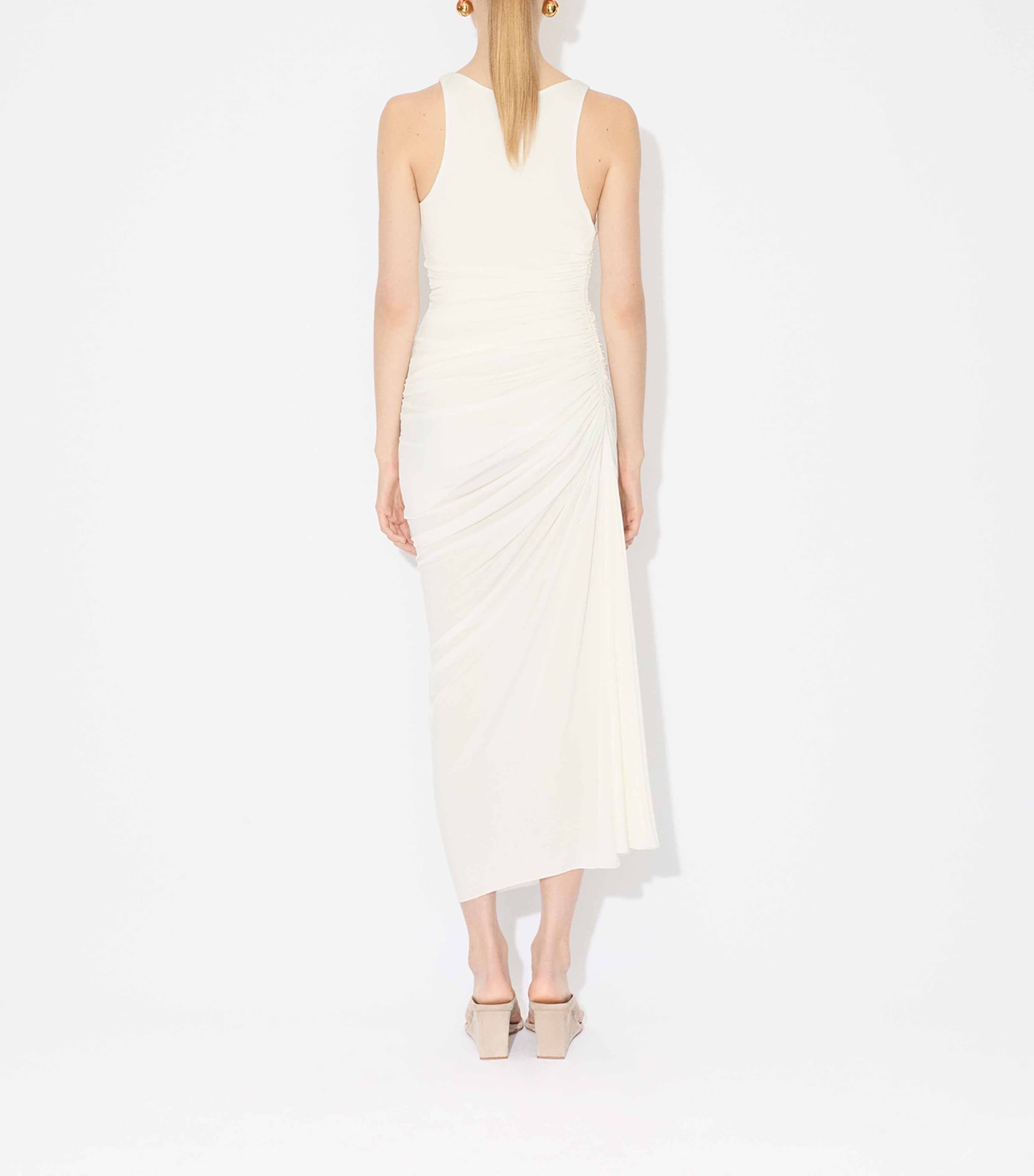Asymmetric Gathered Maxi Dress BLANC Image 3