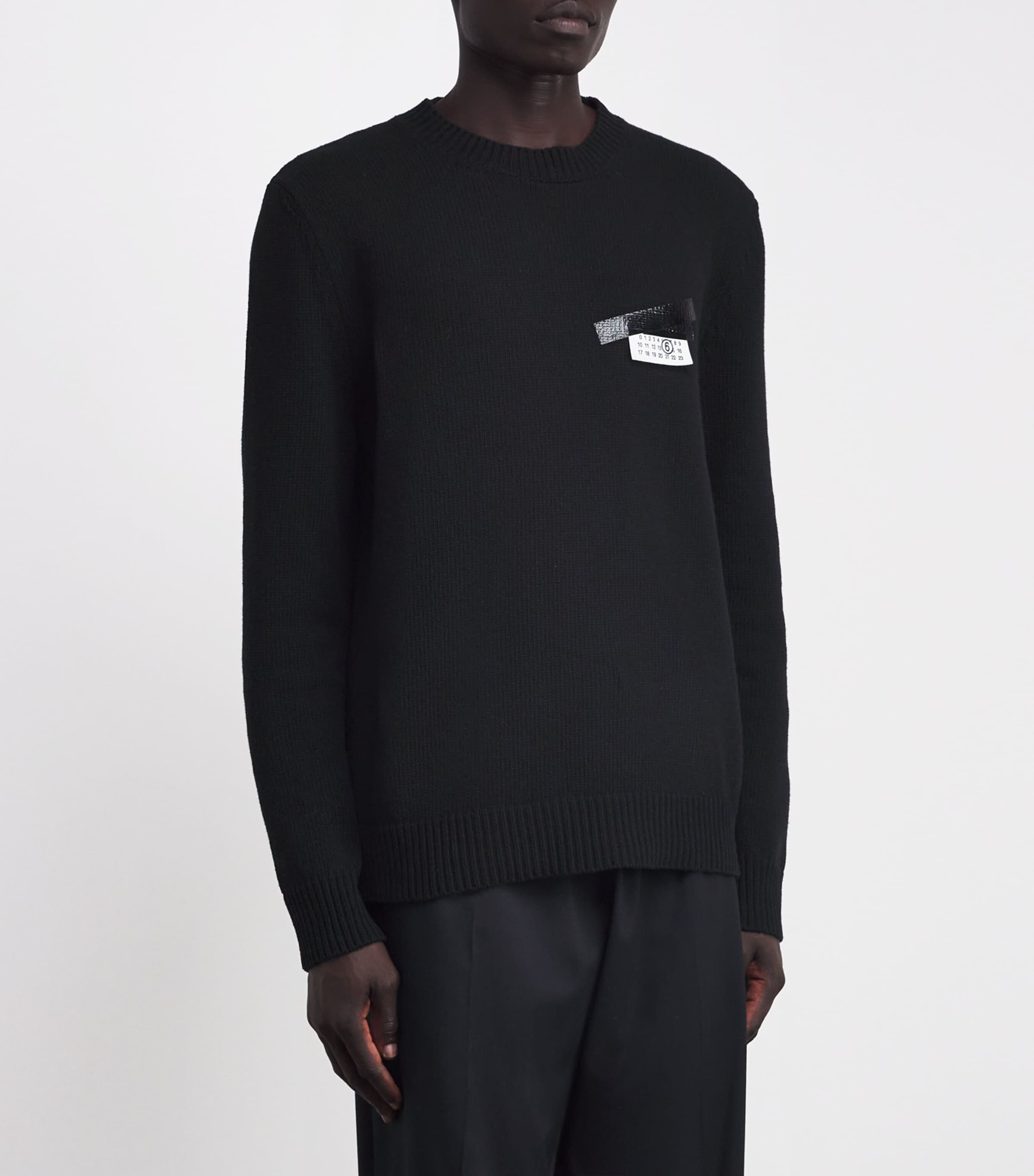 MM6 Maison Margiela Mens Wool-Blend Cable Knit Sweater Black Image 3