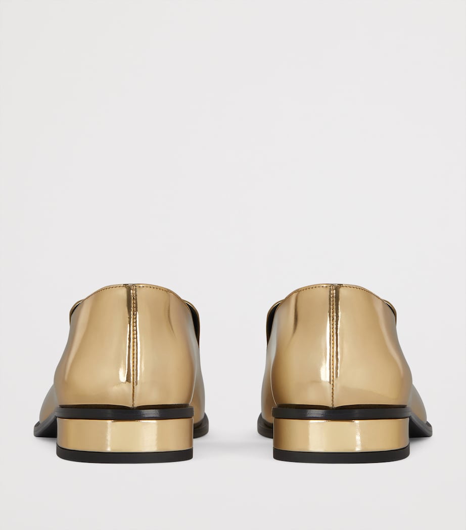 Calf Leather Metallic Tuxedo Label Loafers GOLDEN Image 5