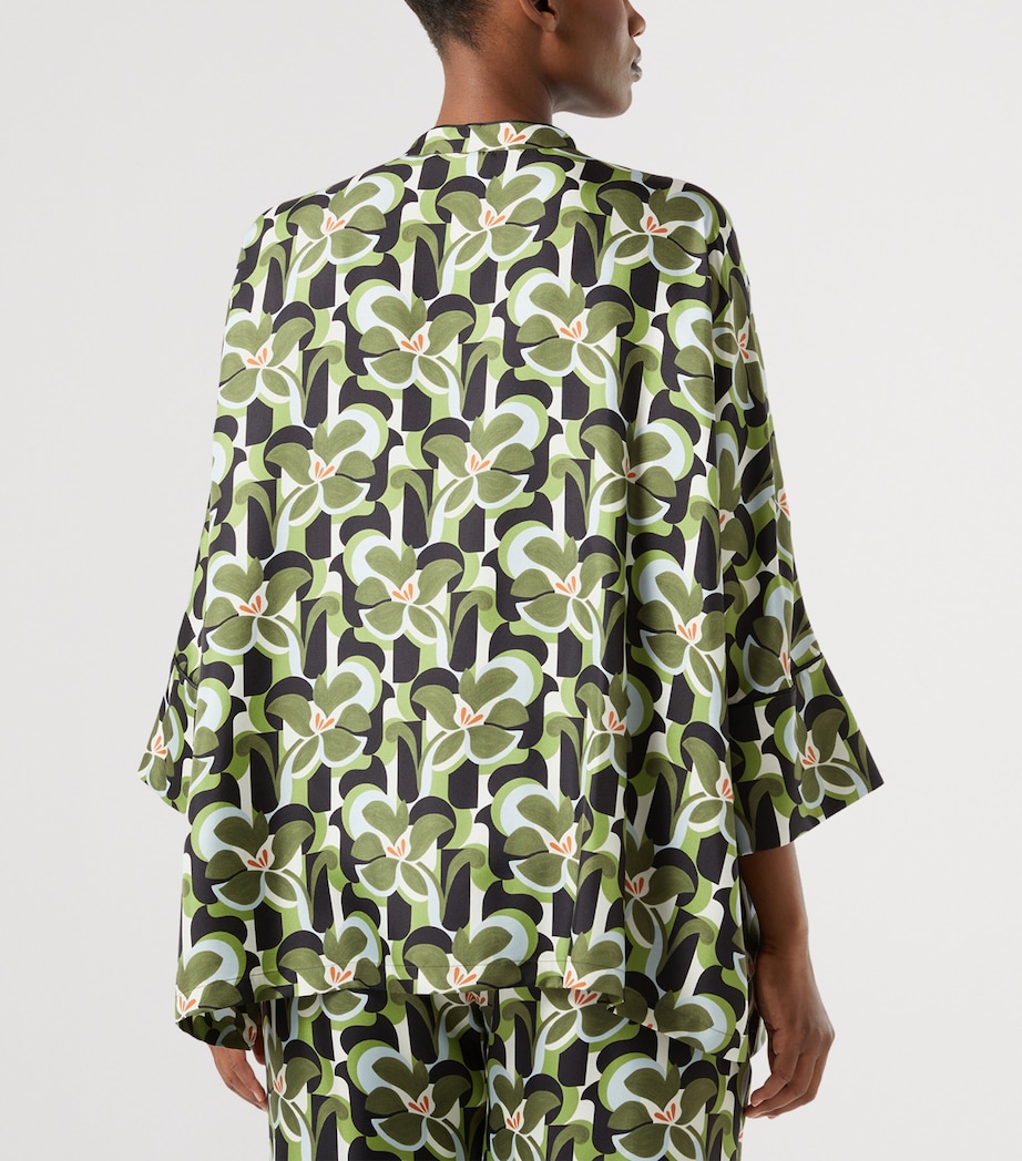 Marina Rinaldi Womens Silk Twill Floral Shirt Olive Green Image 4
