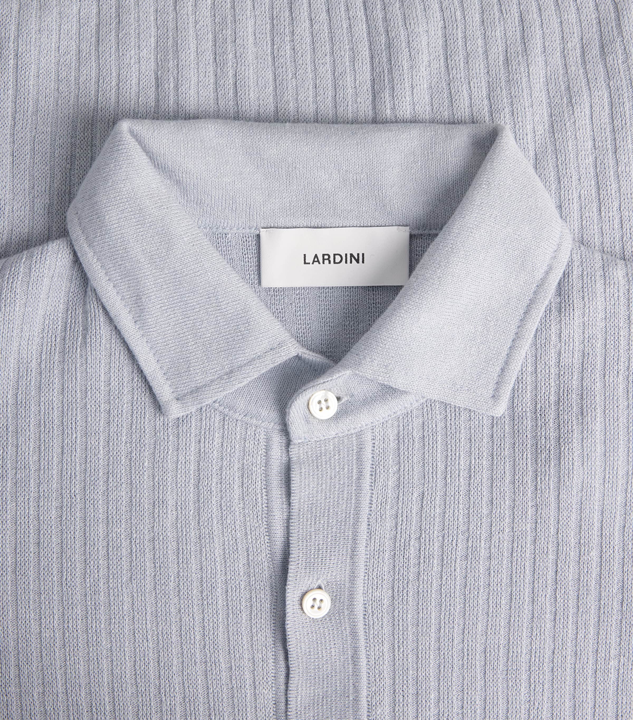 Linen-Cotton Ribbed Polo Shirt 810 LIGHT BLUE Image 5