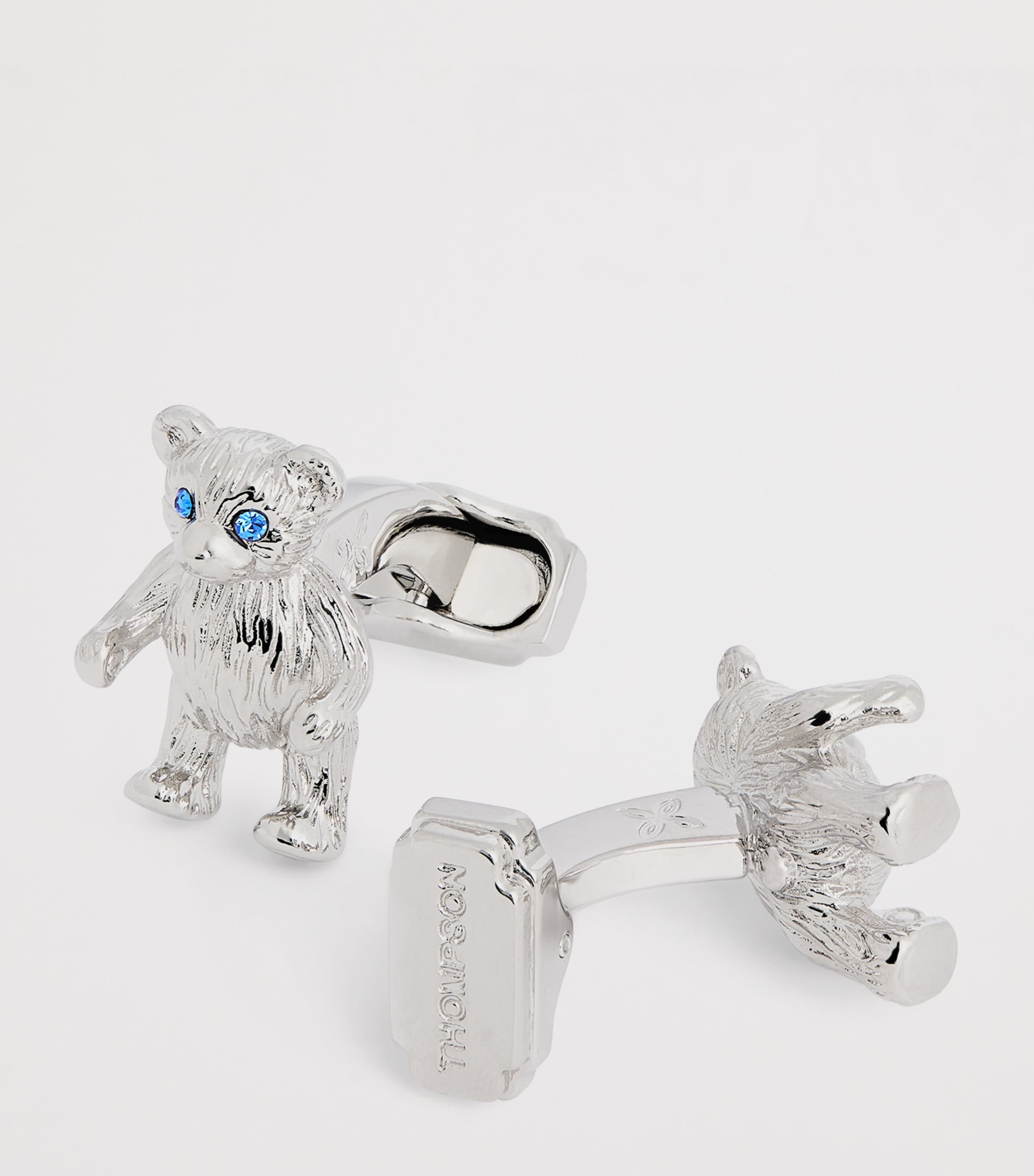 Palladium-Plated Teddy Bear Cufflinks BLUE Image 6