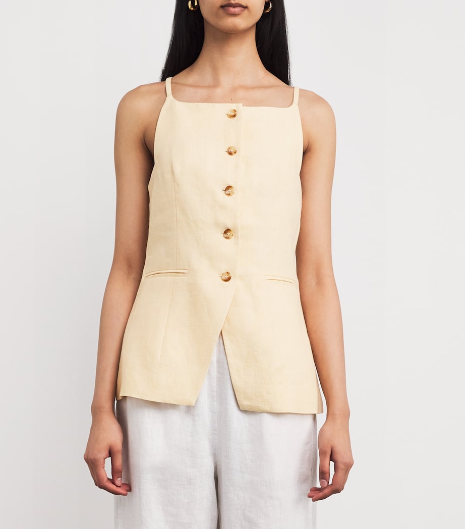 Linen Nancy Waistcoat DUSTY CITRON Image 3