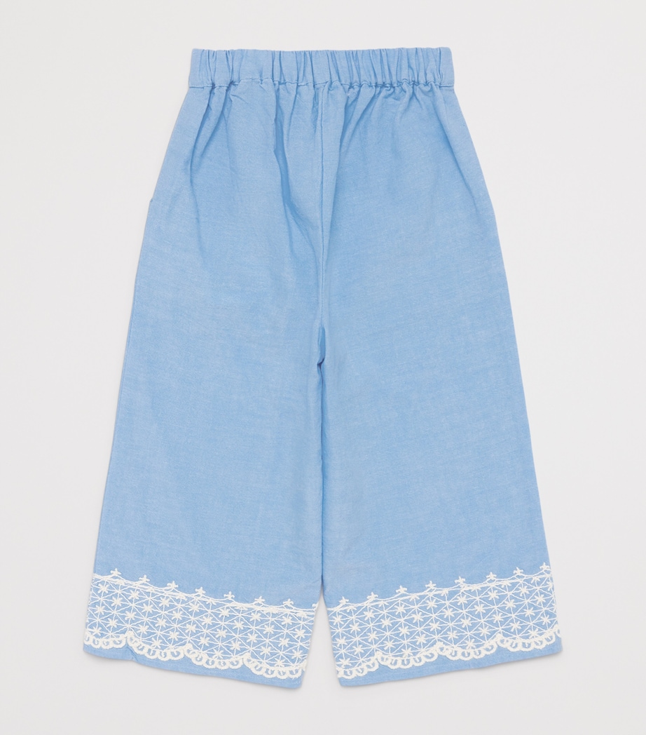 Cotton Embroidered Florelia Trousers (3-10 Years) BLUE STRIPES Image 2