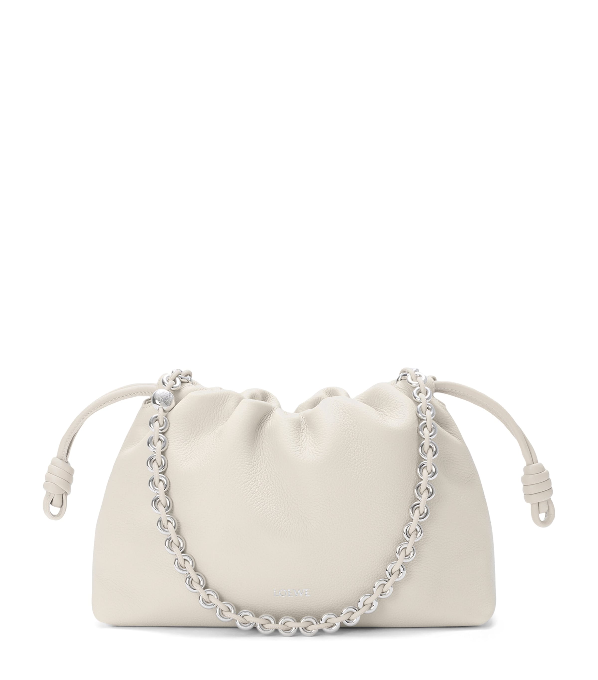 LOEWE Medium Leather Flamenco Purse Soft White Image 1