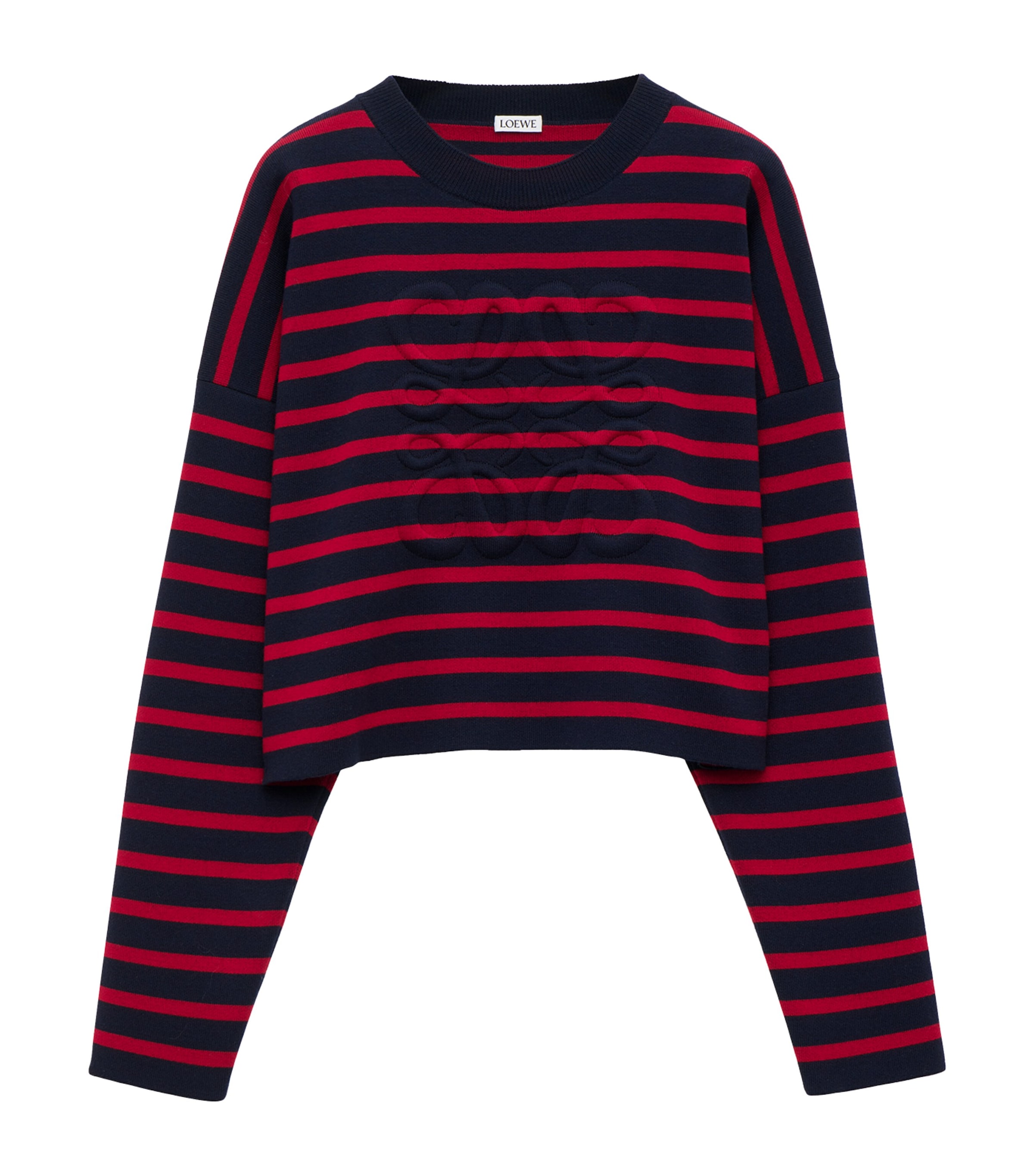 Shop Loewe Wool-blend Anagram Sweater In Navy