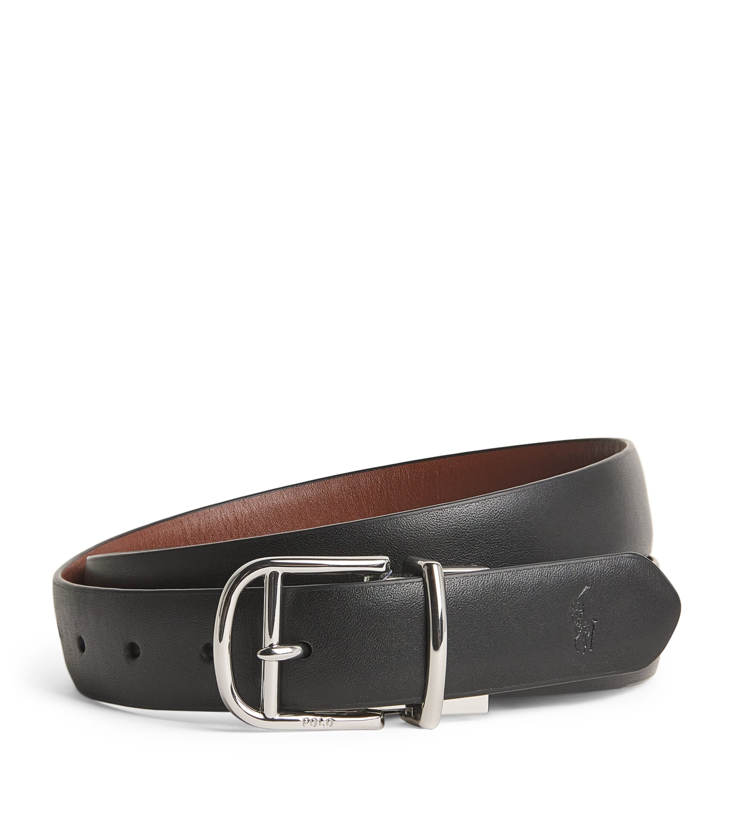 Shop Polo Ralph Lauren Leather Reversible Belt In Black