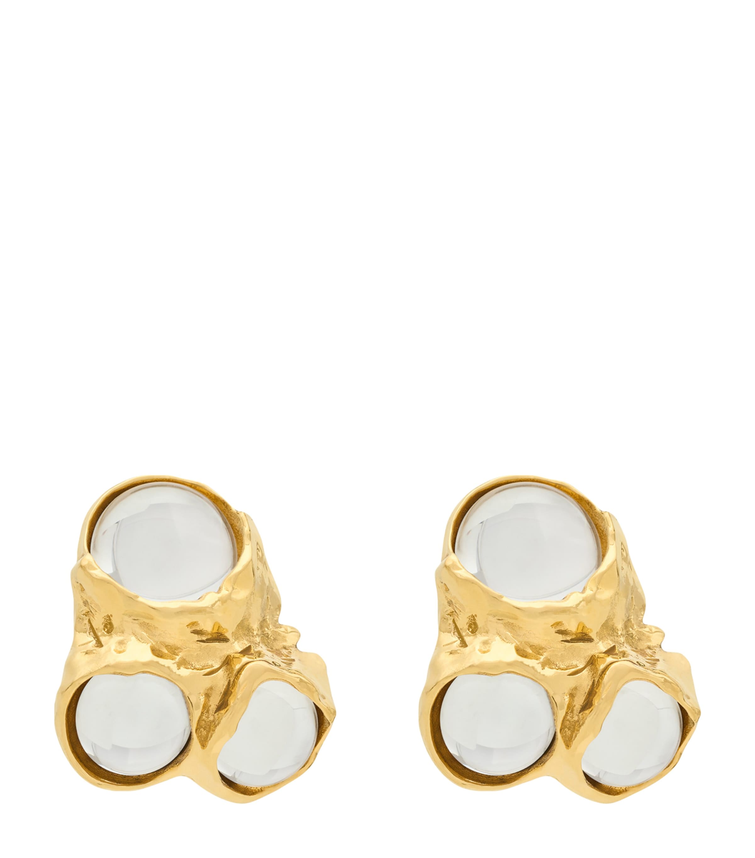 Saint Laurent Resin-detail Clip-on Earrings In Brown