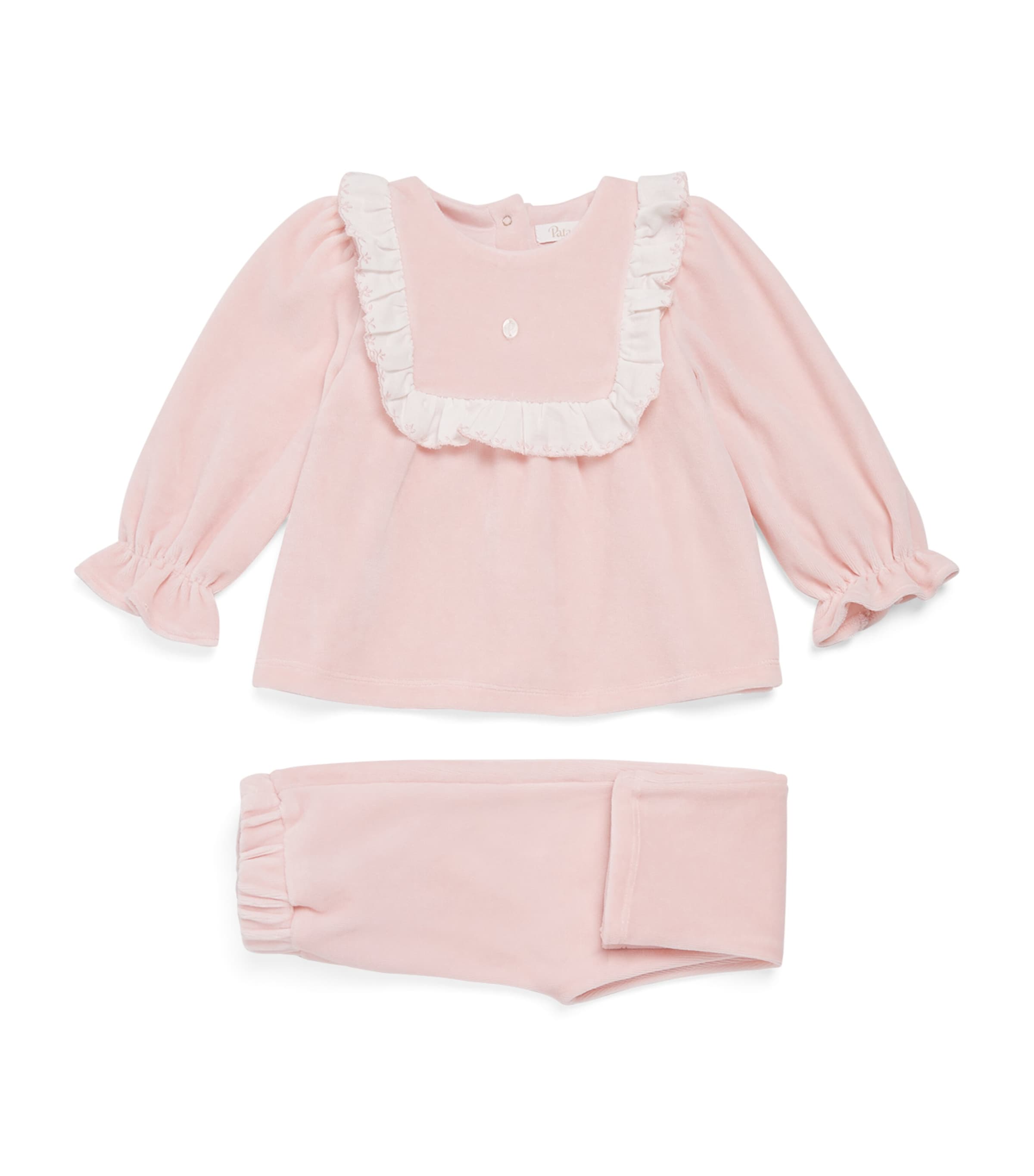 Patachou Ruffled Top And Trousers Set In Pink