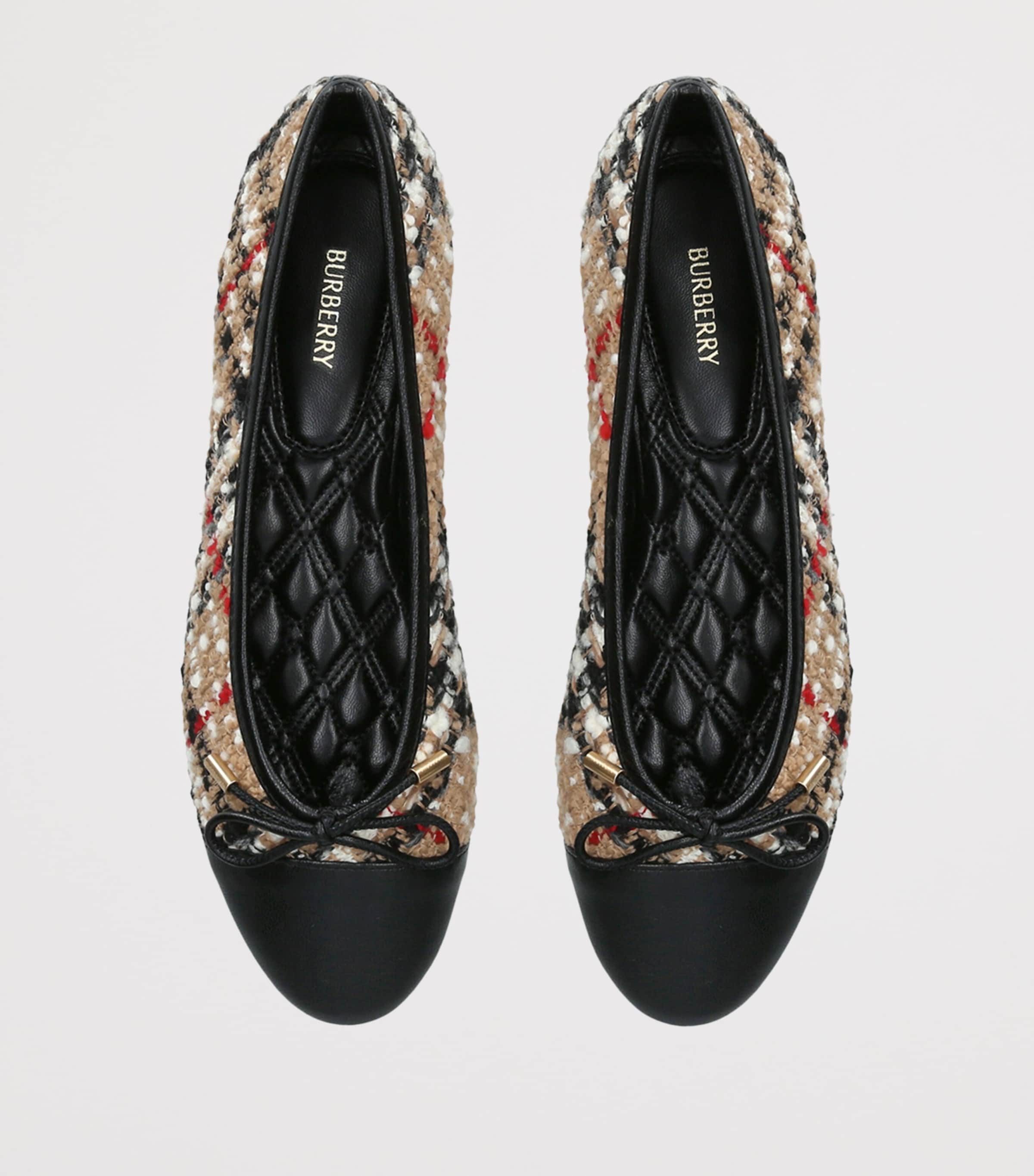 Burberry Bouclé Check Highgate Ballet Flats Beige Comb Image 3
