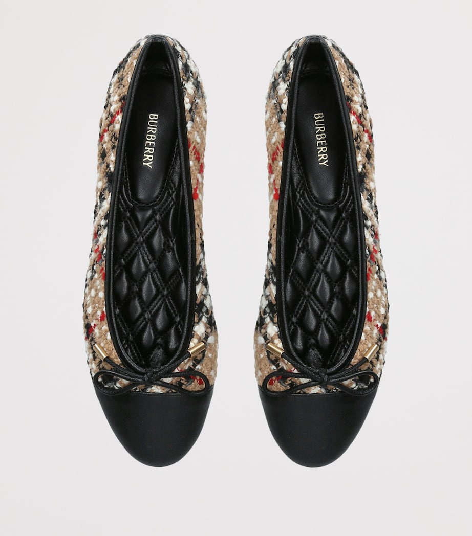 Burberry Bouclé Check Highgate Ballet Flats Beige Comb Image 3
