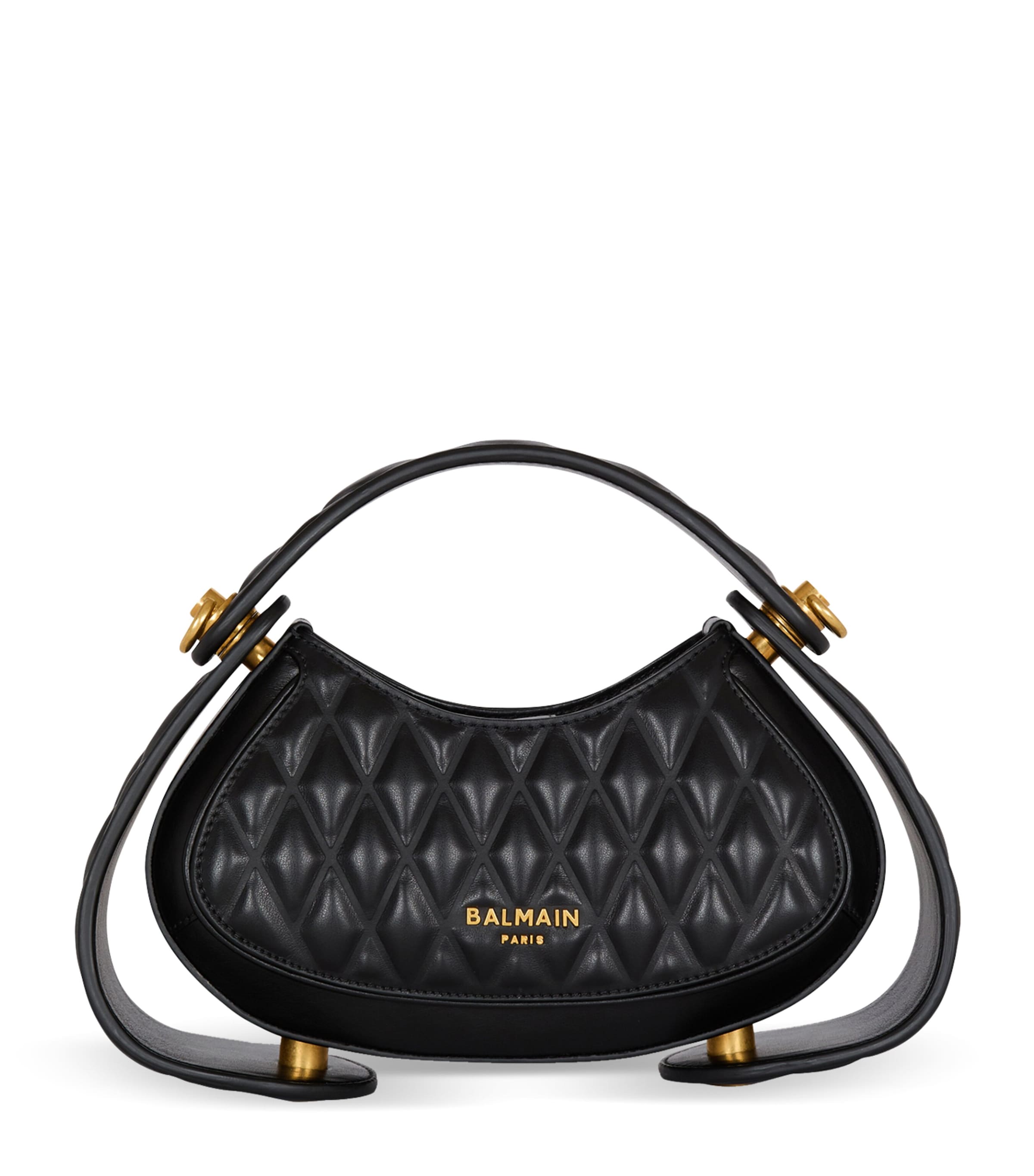 BALMAIN SMALL LEATHER JOLIE MADAME TOP-HANDLE BAG