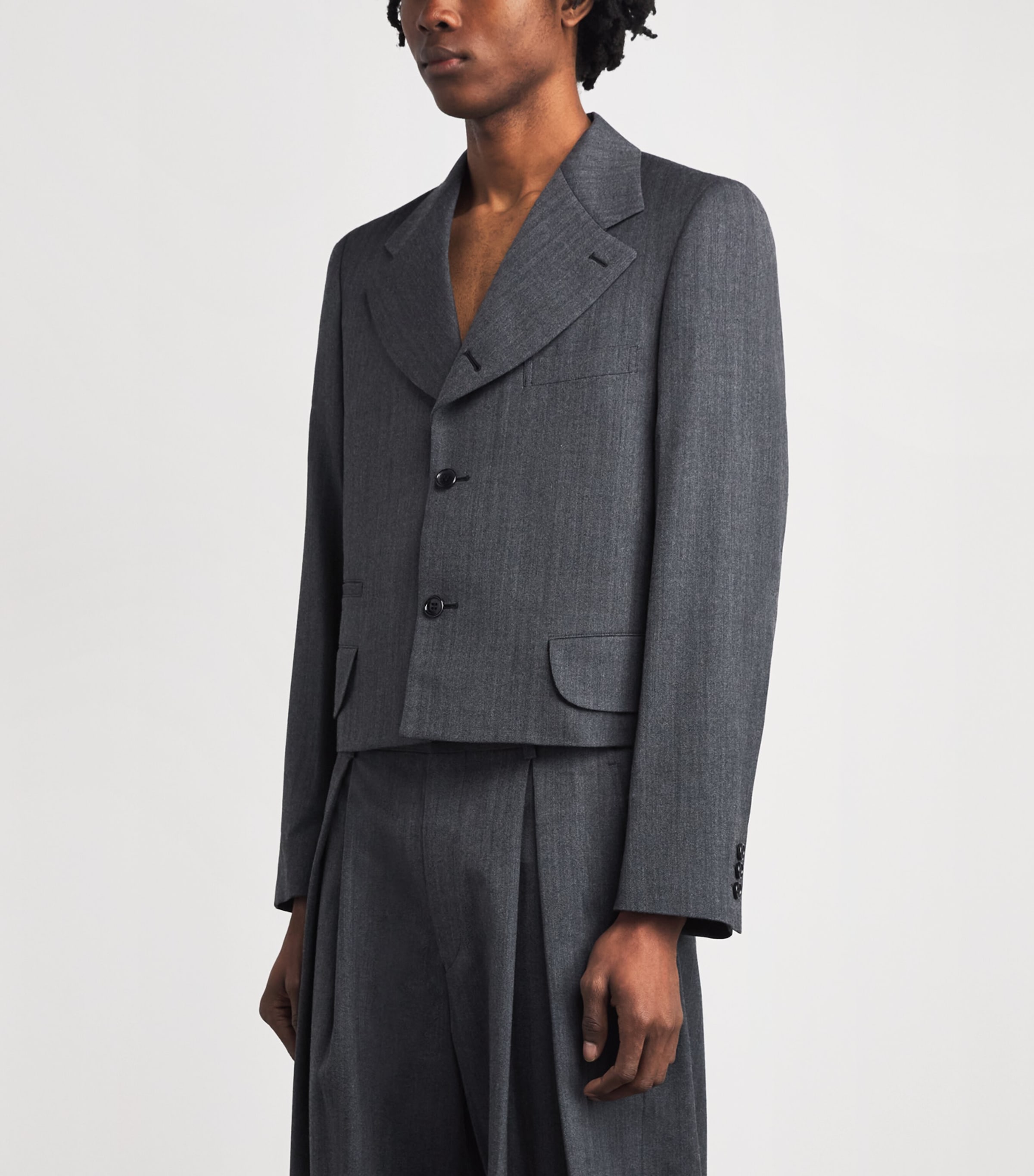 Comme Des Garçons Homme Plus Mens Wool-Blend Short Blazer Gray Image 4
