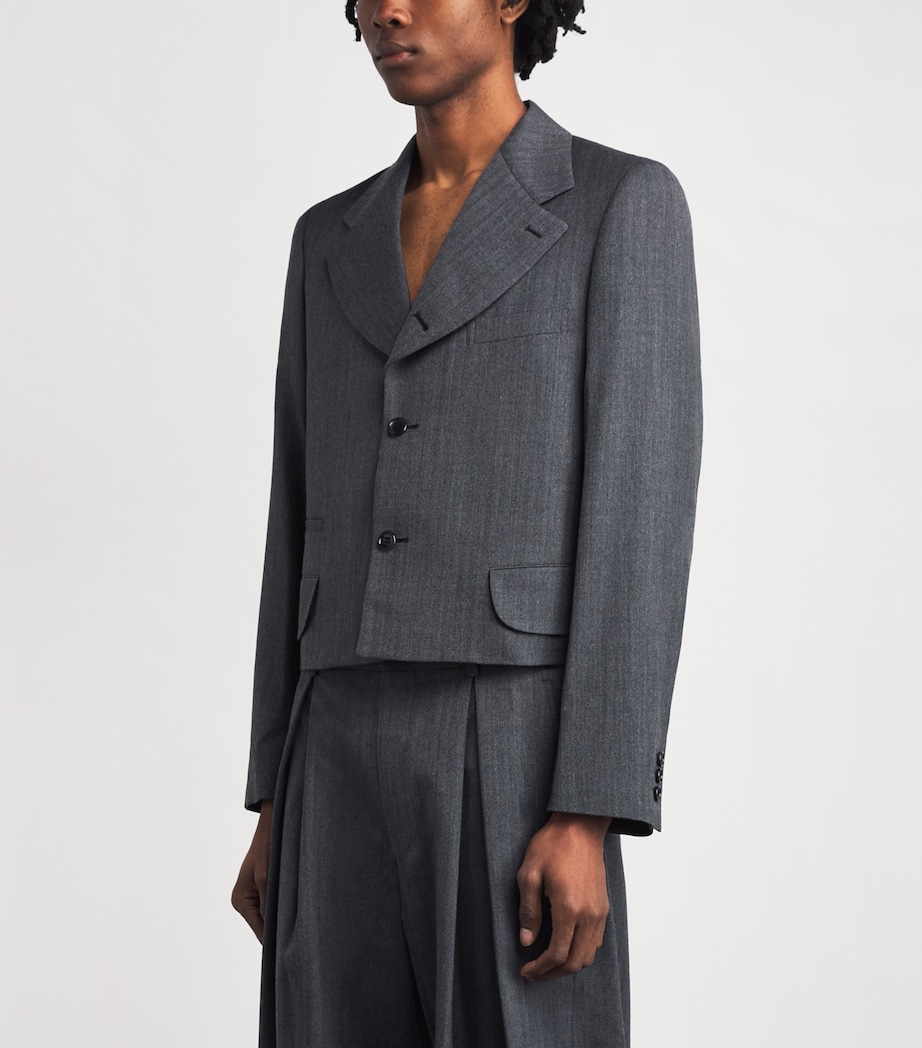 Comme Des Garçons Homme Plus Mens Wool-Blend Short Blazer Gray Image 4
