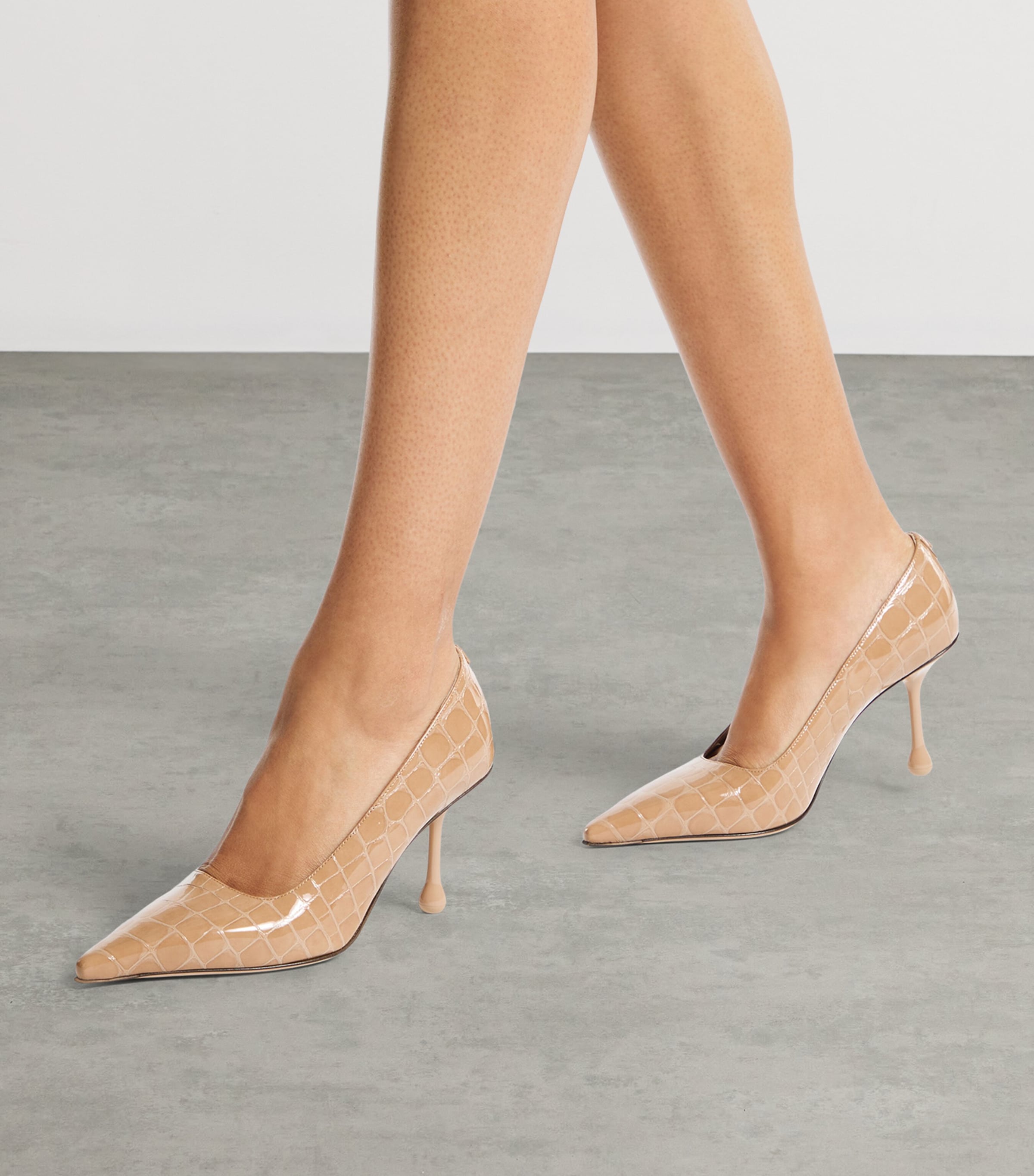 Jimmy Choo Ixia 80 Croc-Embossed Leather Pumps Chai Image 2
